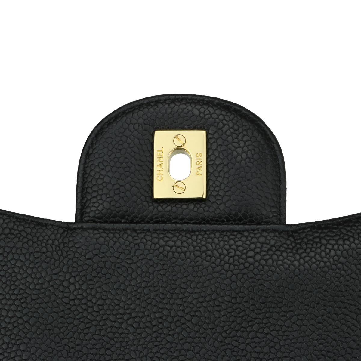 CHANEL Single Flap Jumbo Bag Black Caviar with 24k Gold Plated Hardware 2007 7