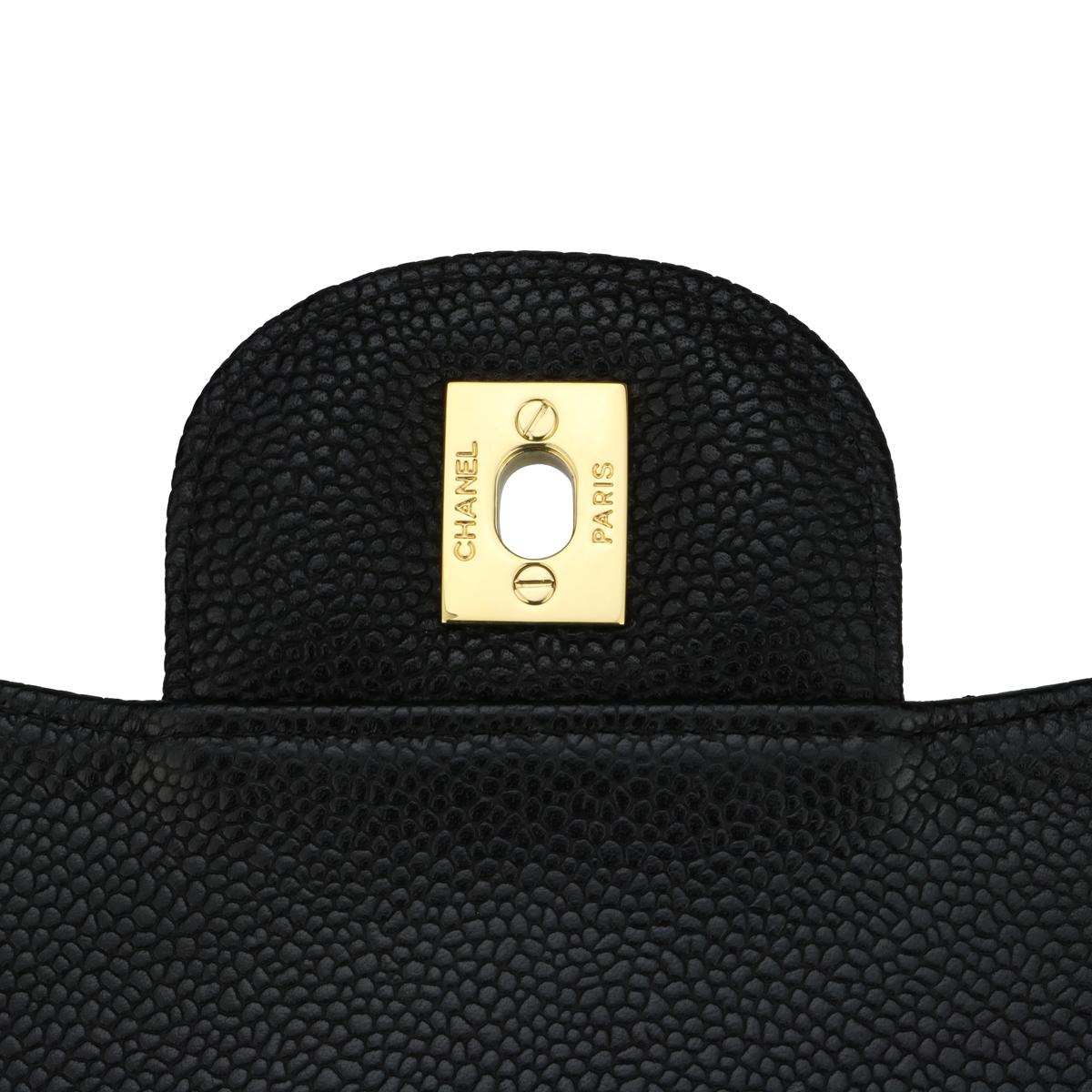 CHANEL Single Flap Jumbo Bag Black Caviar with 24k Gold Plated Hardware 2007 9