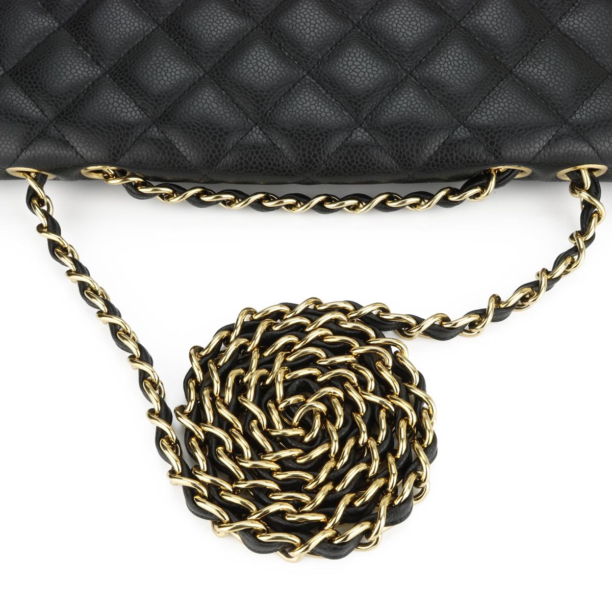 CHANEL Single Flap Jumbo Bag Black Caviar with Gold Hardware 2010 8