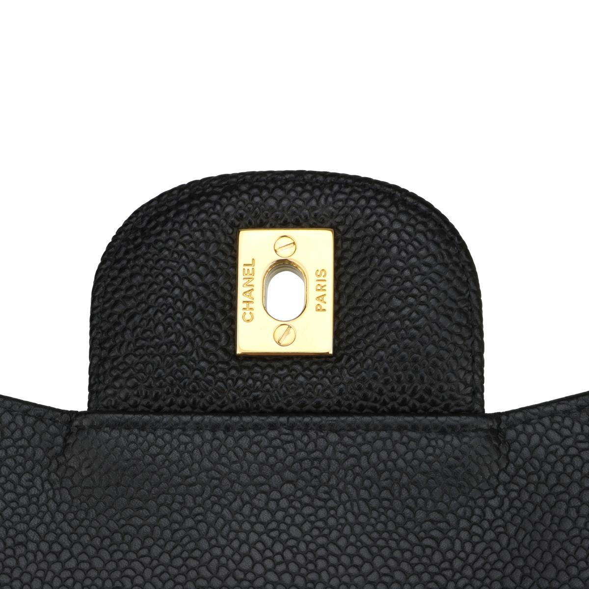 CHANEL Single Flap Jumbo Bag Black Caviar with Gold Hardware 2010 10
