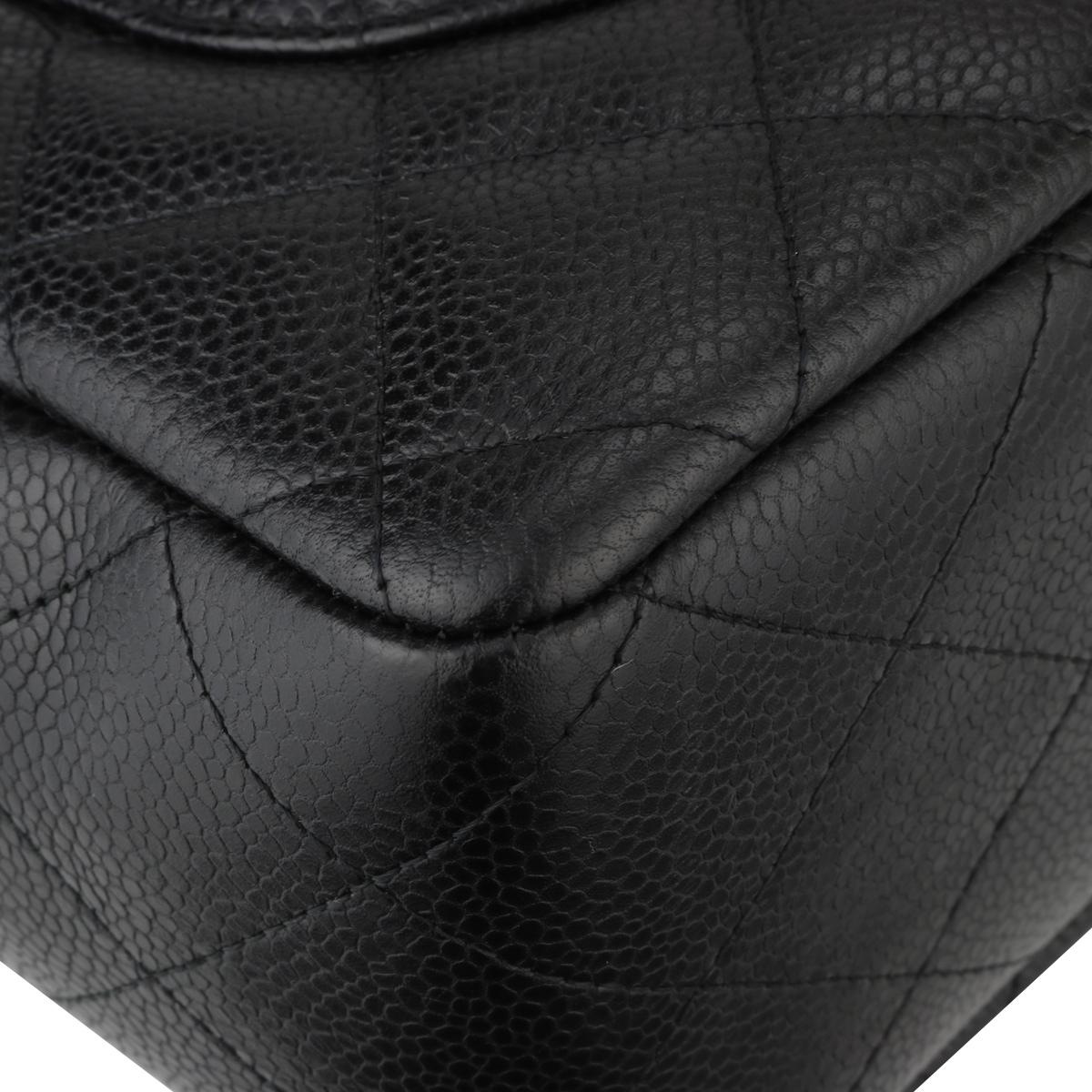 CHANEL Single Flap Jumbo Bag Black Caviar with Silver Hardware 2009 3