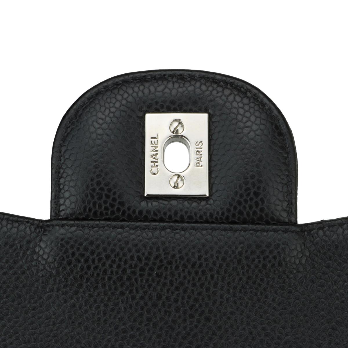 CHANEL Single Flap Jumbo Bag Black Caviar with Silver Hardware 2009 7