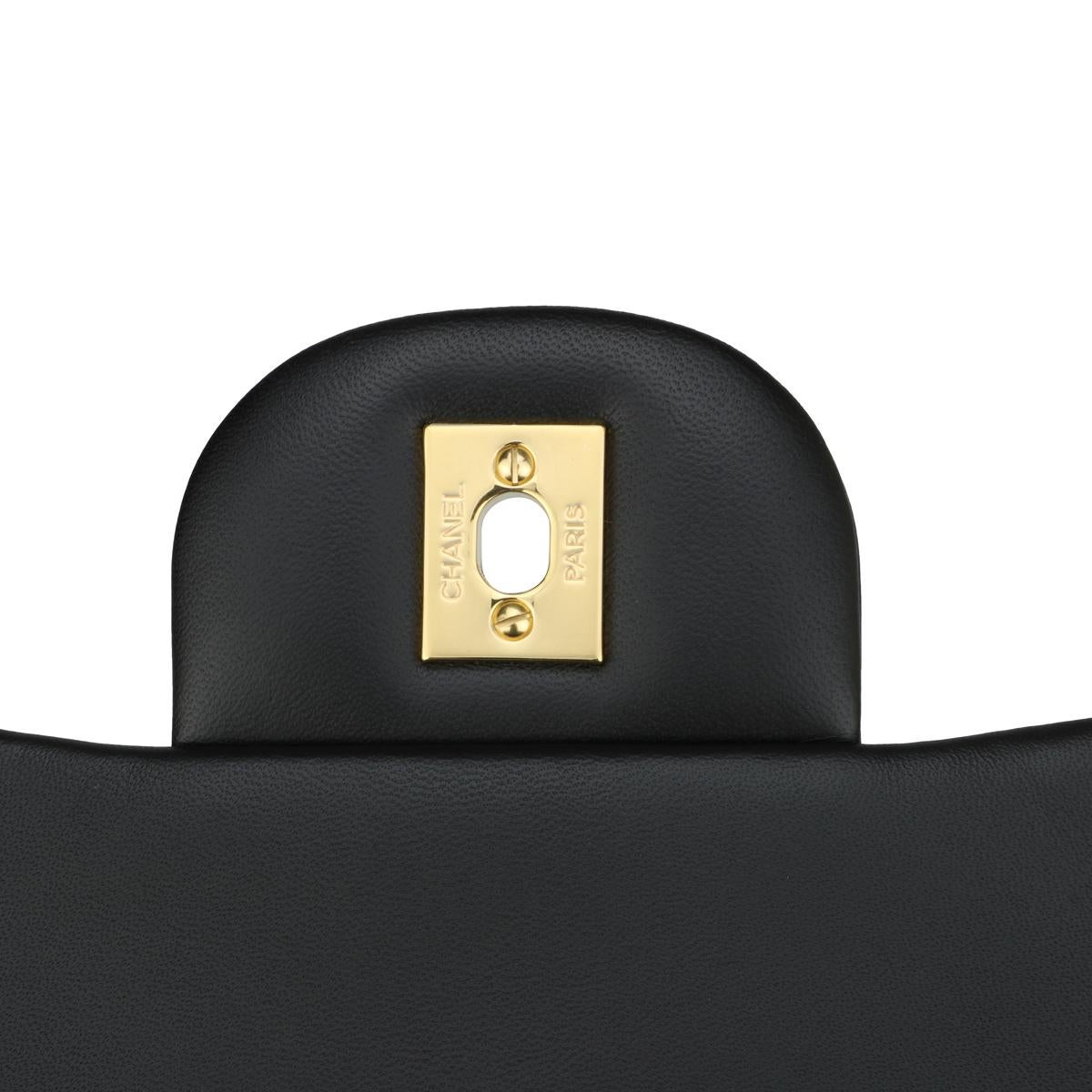 CHANEL Single Flap Jumbo Bag Black Lambskin with Gold Hardware 2010 9