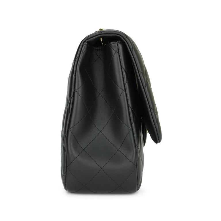 CHANEL Single Flap Jumbo Bag Black Lambskin with Gold Hardware 2010 For Sale 2