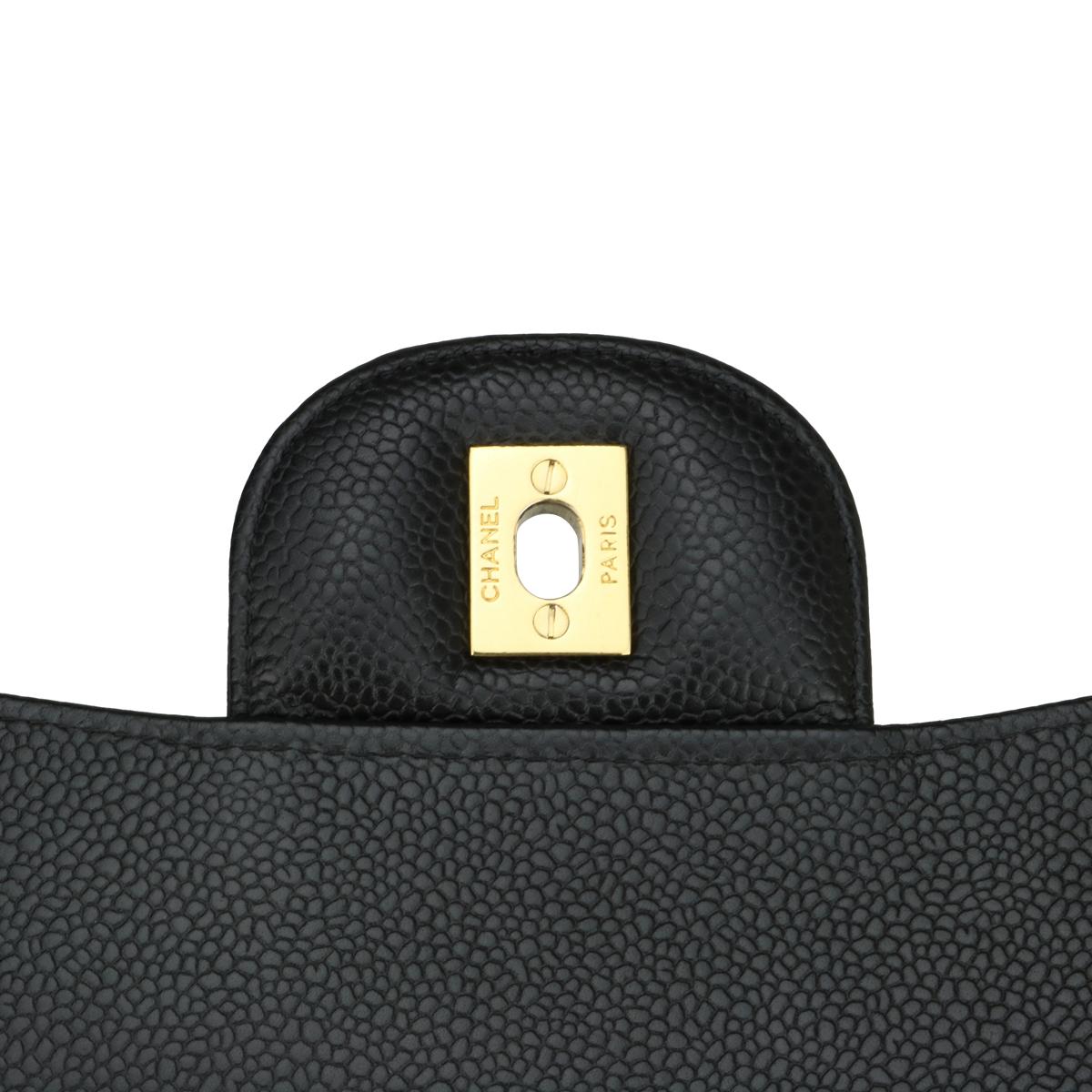 CHANEL Single Flap Maxi Bag Black Caviar with Gold Hardware 2010 9