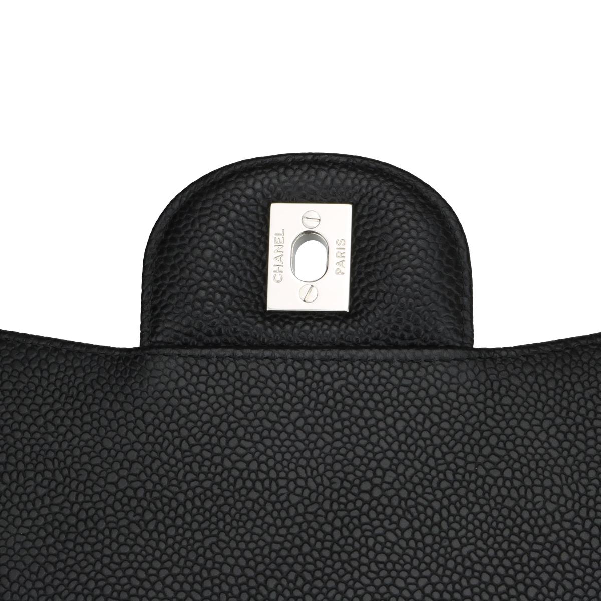 CHANEL Single Flap Maxi Bag Black Caviar with Silver Hardware 2010 7