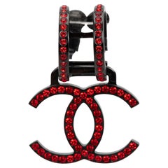 Chanel Single Red Crystals CC Earring