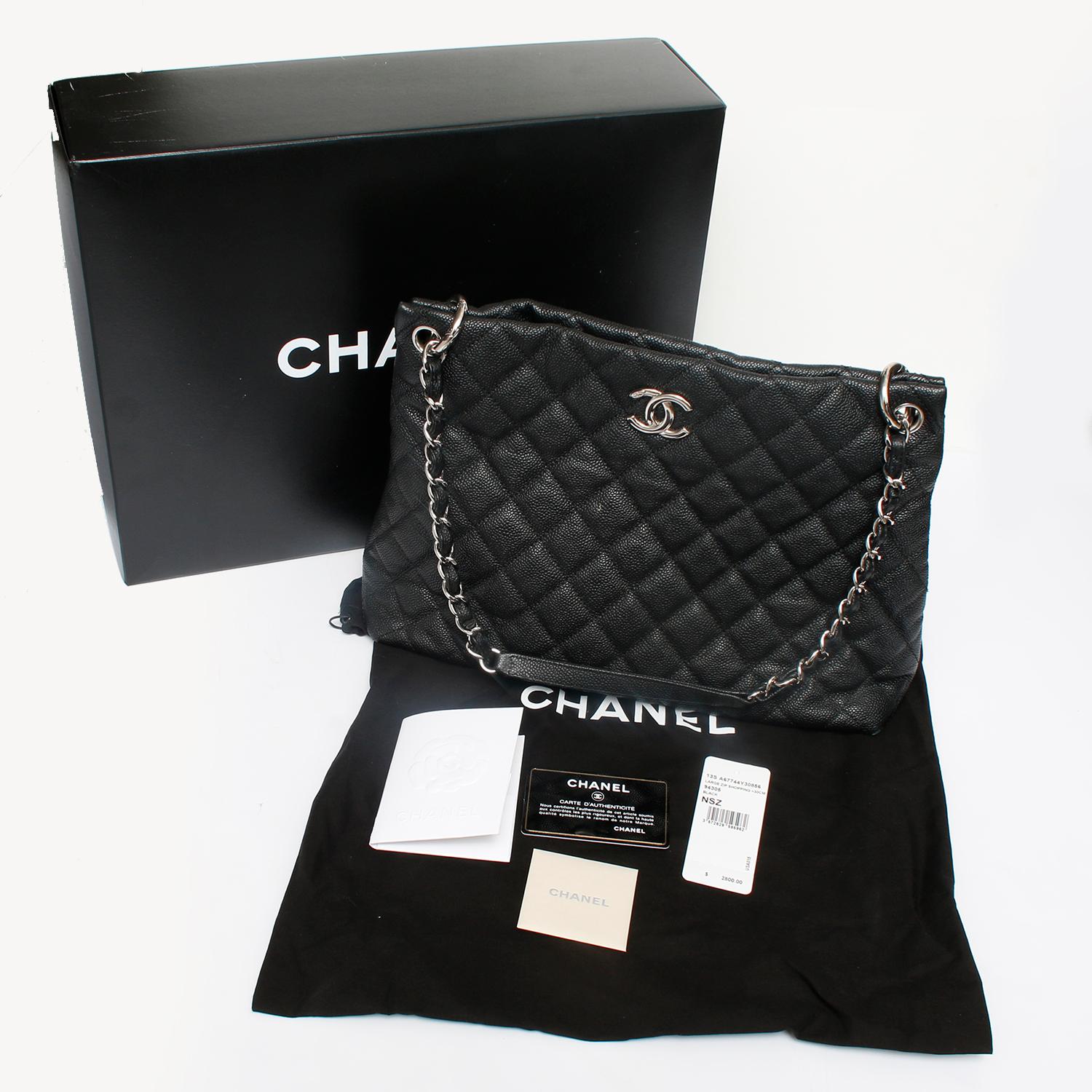 Chanel Single Strap Limited Edition Easy Caviar Grand Shop Zip Bag  - Single strap 2013 Limited edition. Black quilted bag. Two inside pockets and one side zip. This bag has been carried a total of 3-4 times. In excellent condition. Includes