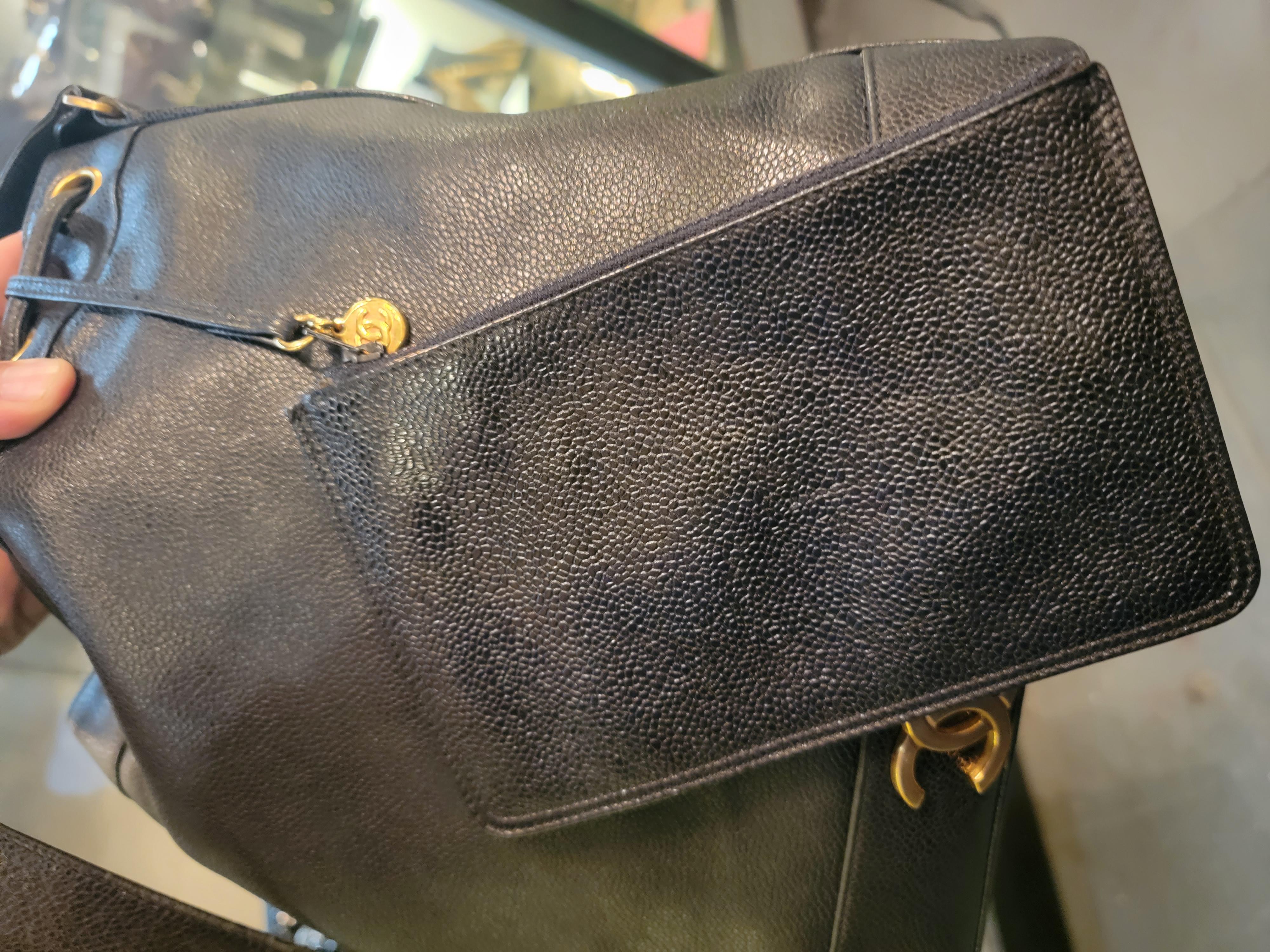 Chanel Six CC Caviar Leather DrawString Pendant Shoulder bag For Sale 2