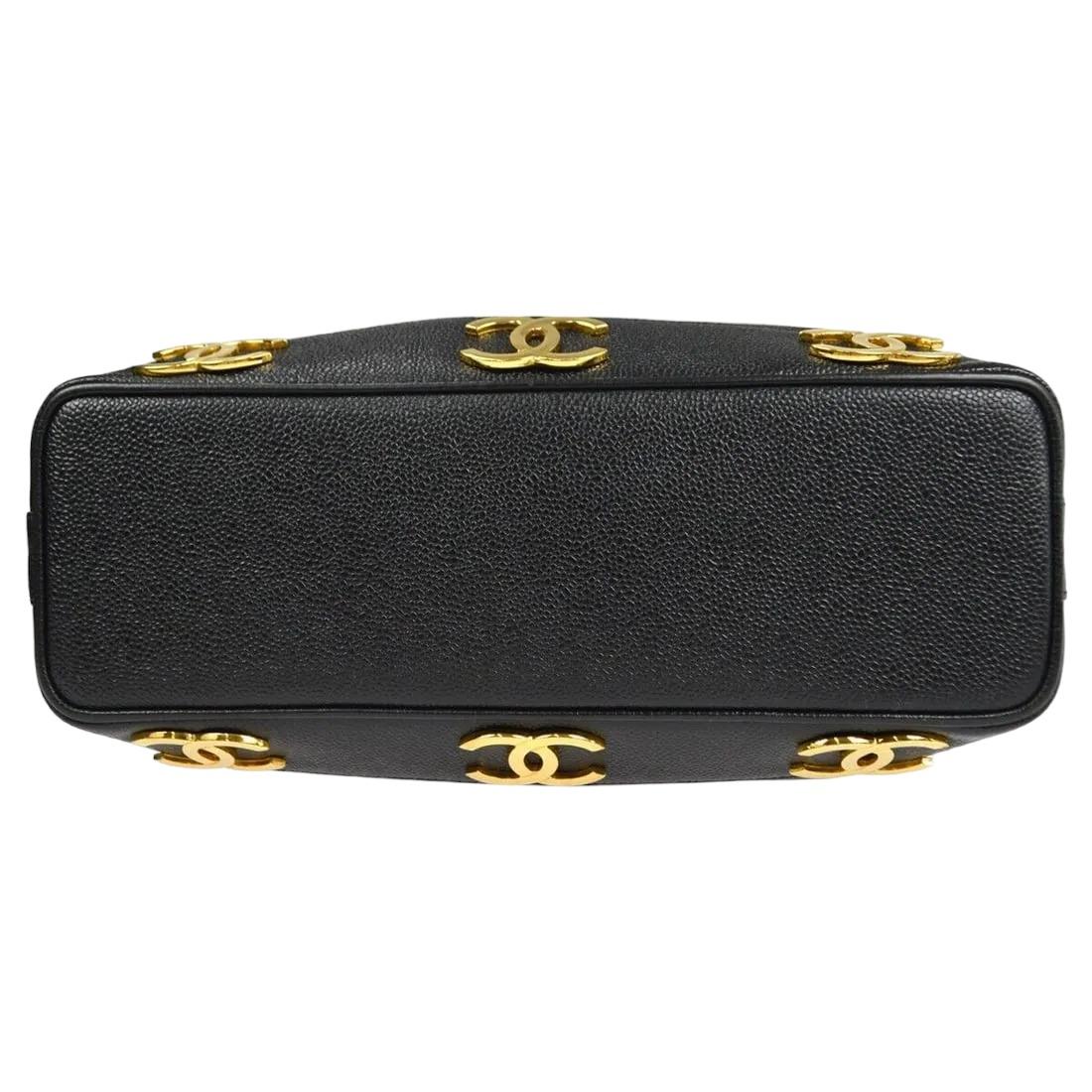 Chanel Six CC Caviar Leather DrawString Pendant Sac à bandoulière en vente 6