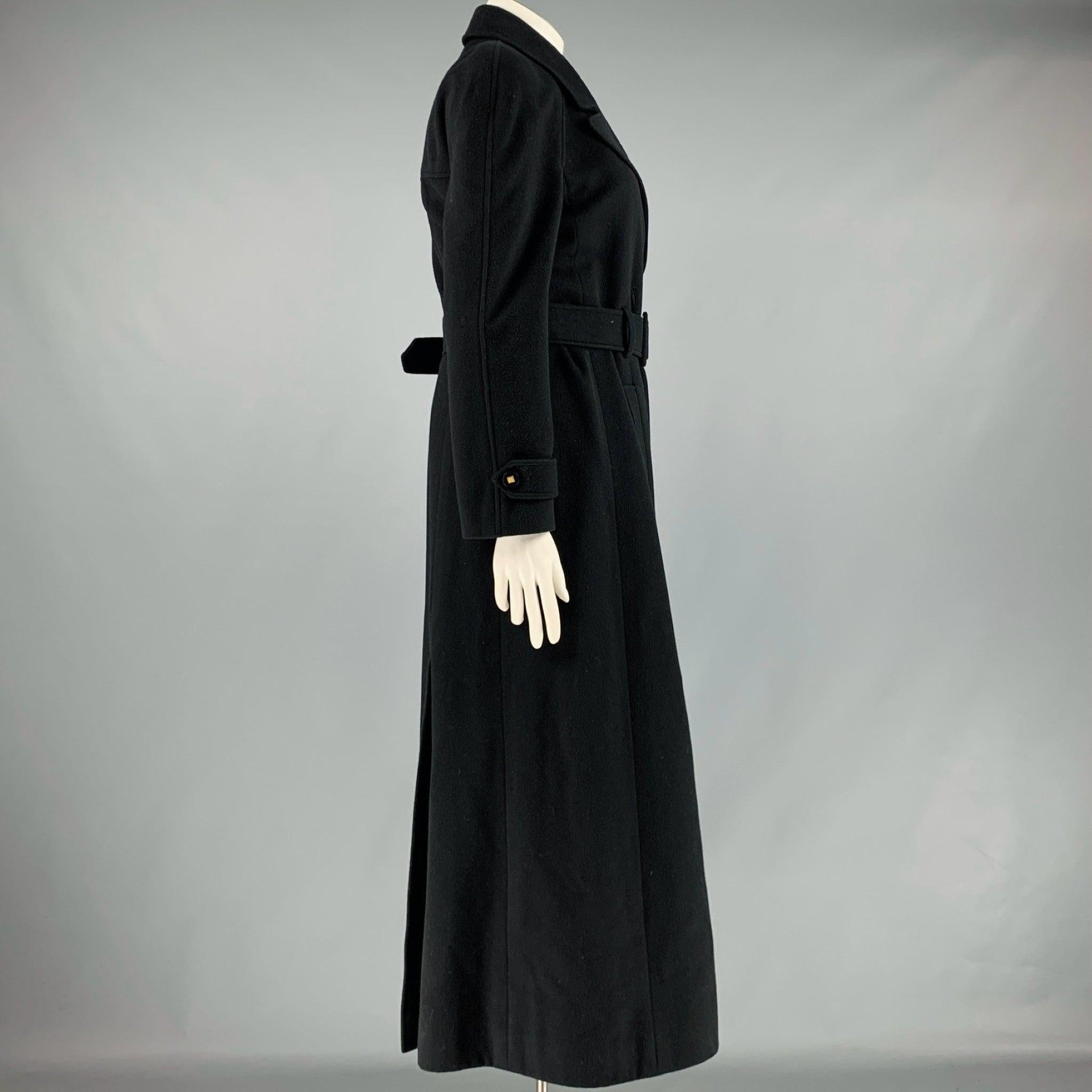 CHANEL Größe 10 Schwarzer einreihiger Mantel aus Kaschmir Damen im Angebot
