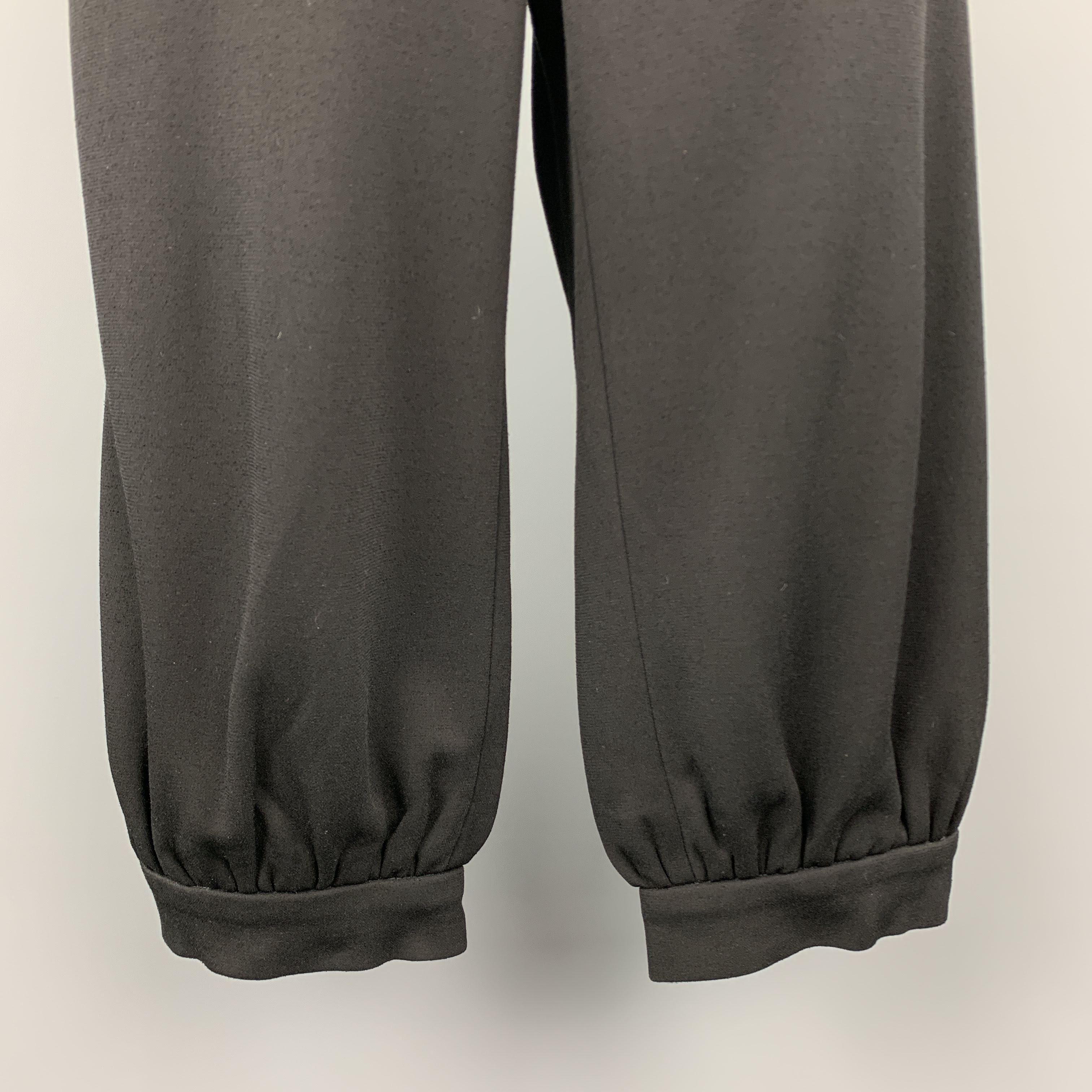 CHANEL Size 10 Black Modal Blend Wide Leg Ruched Capri Pants In Excellent Condition In San Francisco, CA