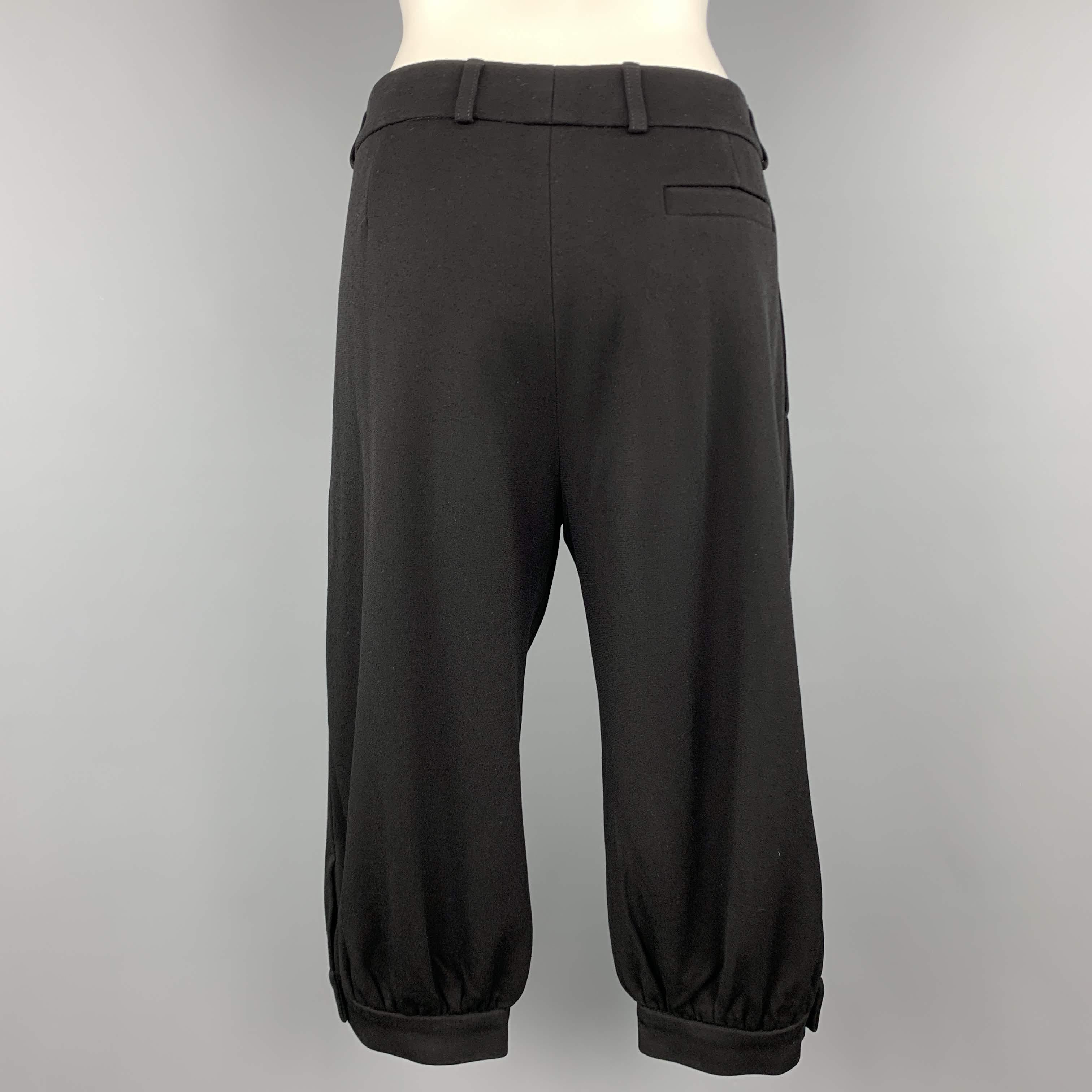 CHANEL Size 10 Black Modal Blend Wide Leg Ruched Capri Pants 1