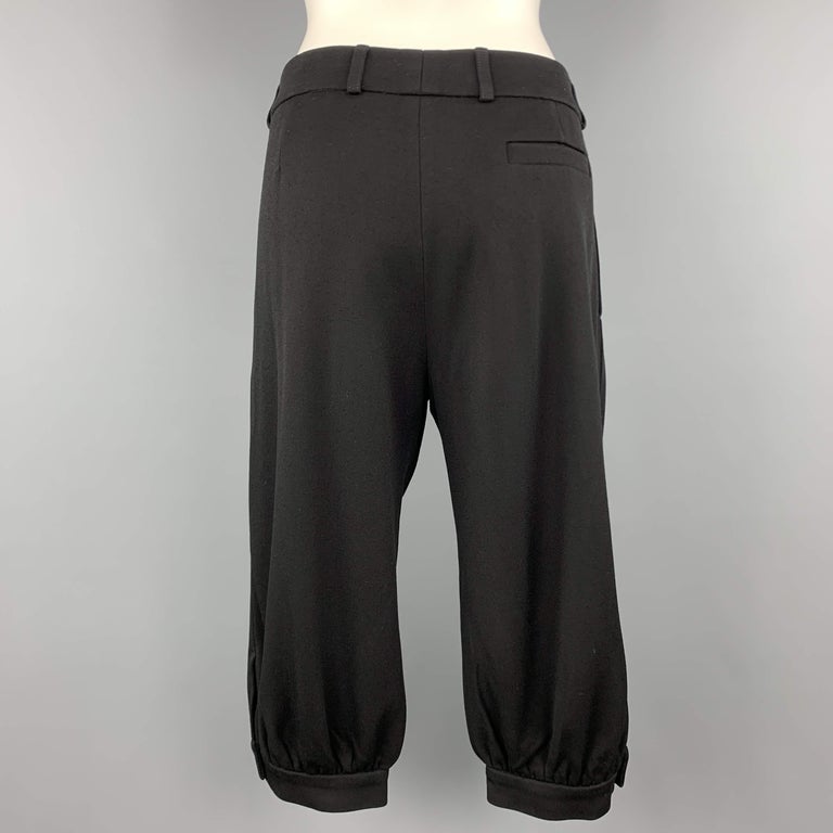 CHANEL Size 10 Black Modal Blend Wide Leg Ruched Capri Pants at 1stDibs