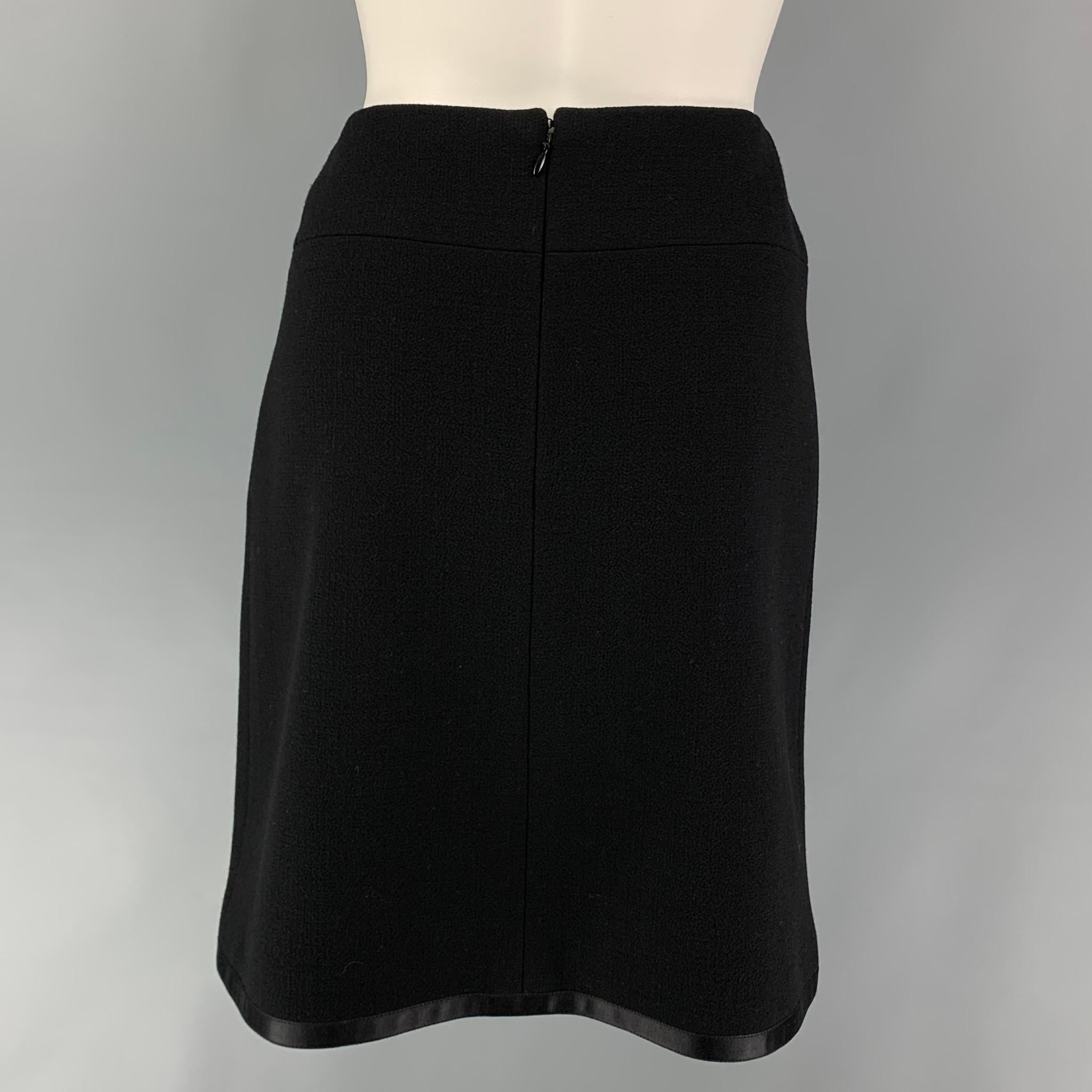 CHANEL Size 10 Black Wool A-Line Skirt In Good Condition In San Francisco, CA