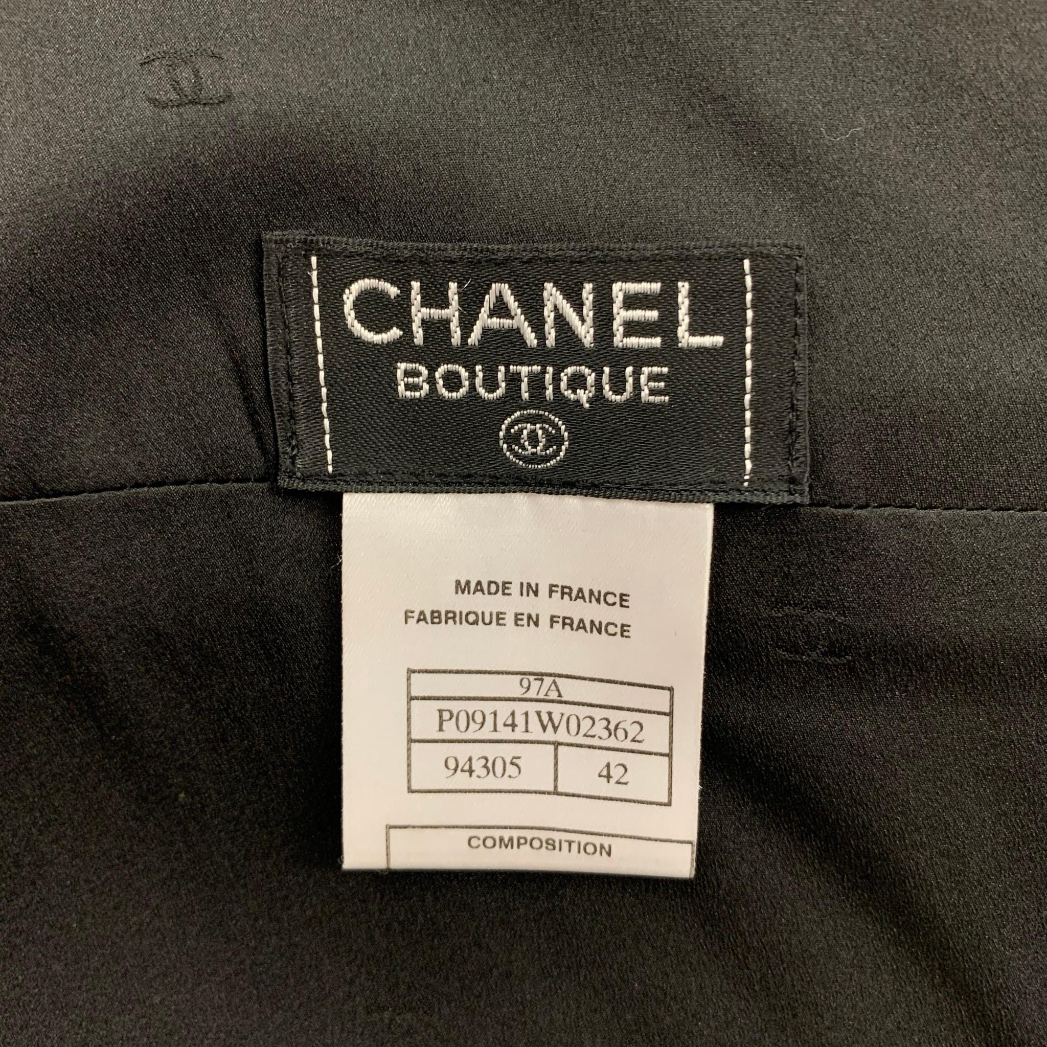 CHANEL Size 10 Black Wool A-Line Skirt 1