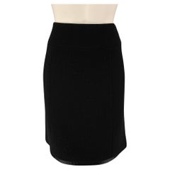 CHANEL Size 10 Black Wool A-Line Skirt