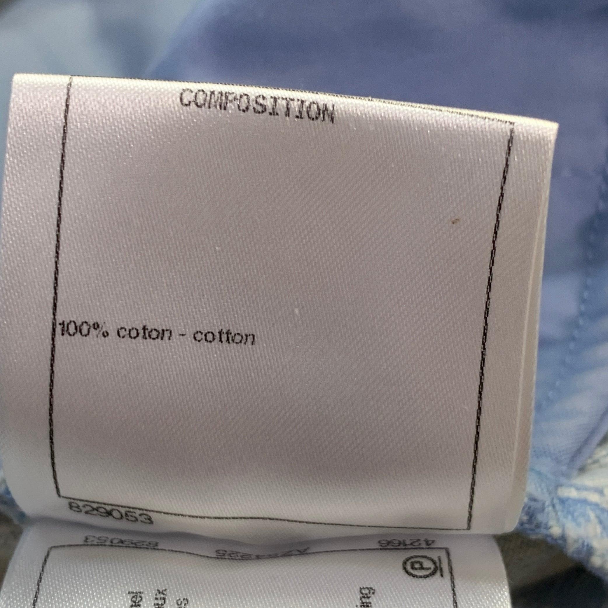 CHANEL Size 10 Blue Grey Cotton Button Up Wide Leg Casual Pants For Sale 2