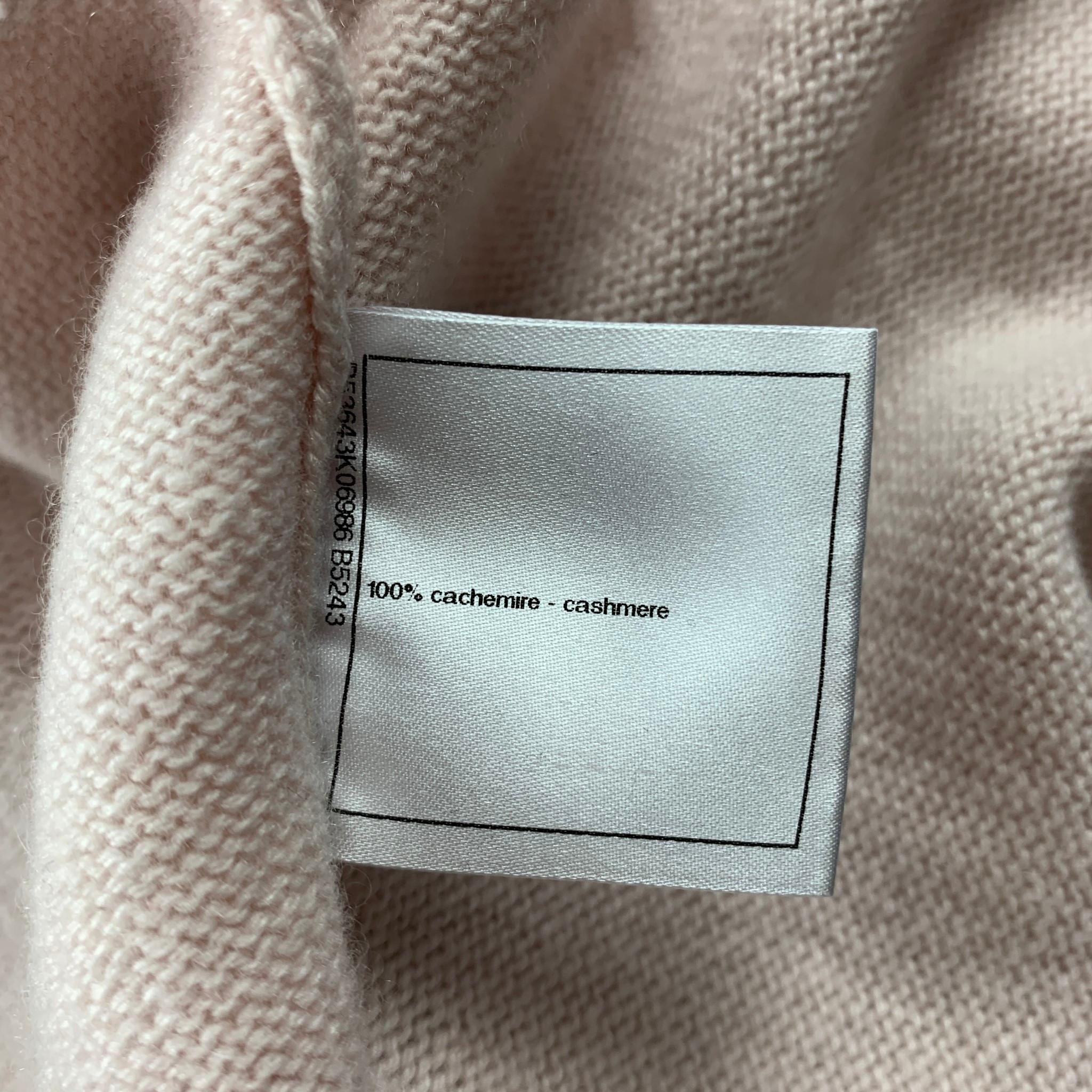 Beige CHANEL Size 10 Pink Knitted Blue Trim Cashmere Cardigan