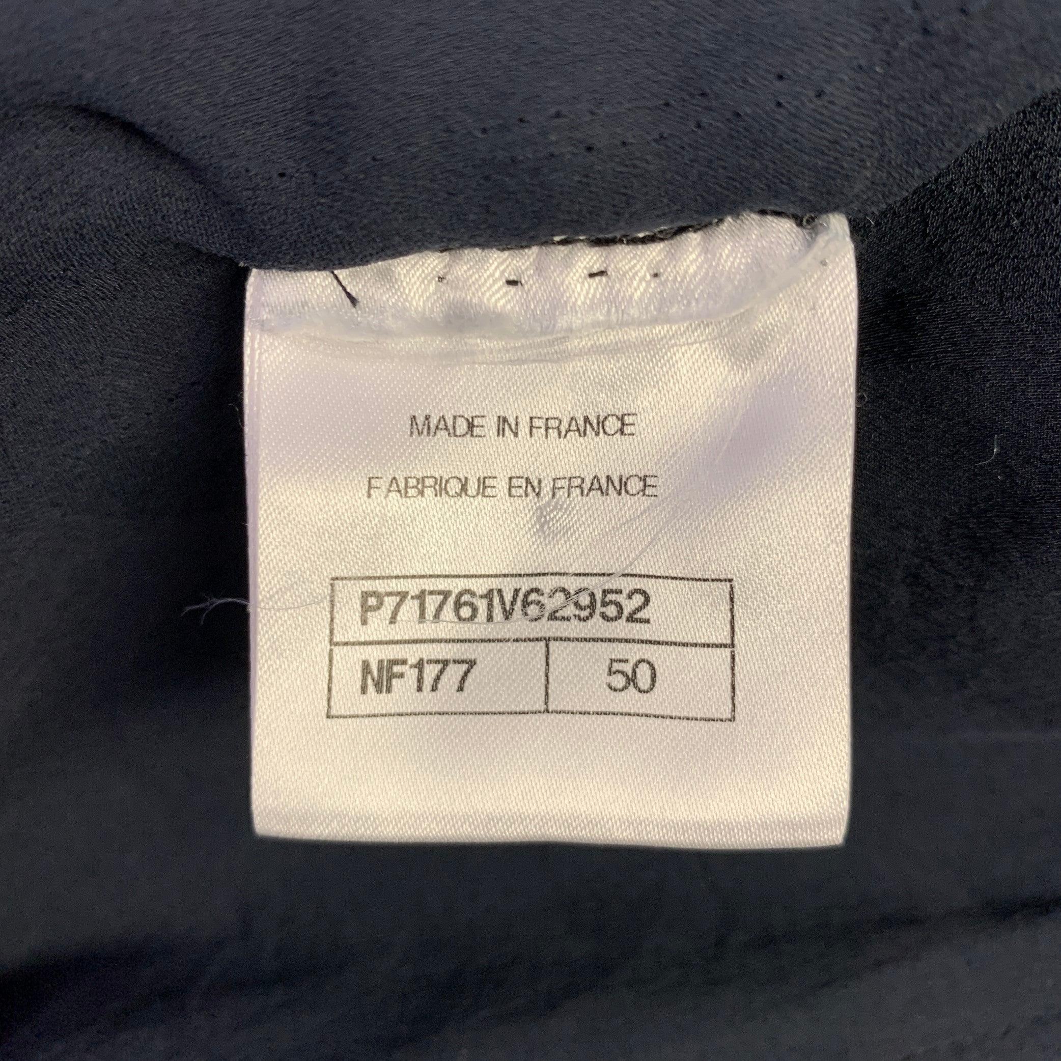 CHANEL Size 18 Black Navy Cotton Blend Shiny 3/4 Sleeves Coat For Sale 2