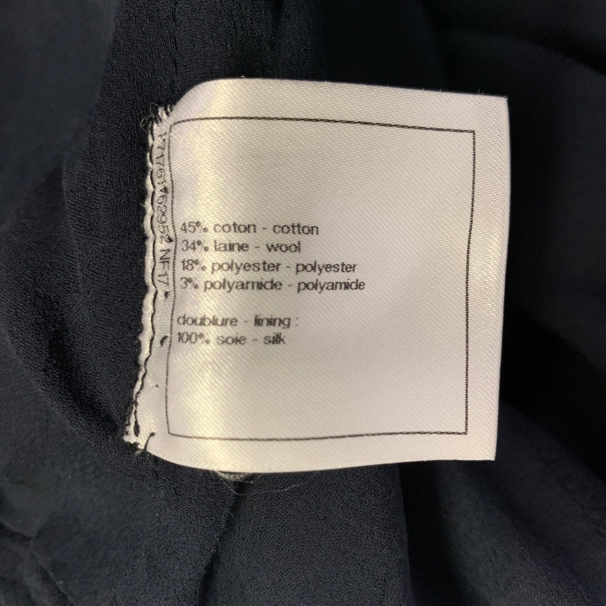 CHANEL Size 18 Black Navy Cotton Blend Shiny 3/4 Sleeves Coat For Sale 5