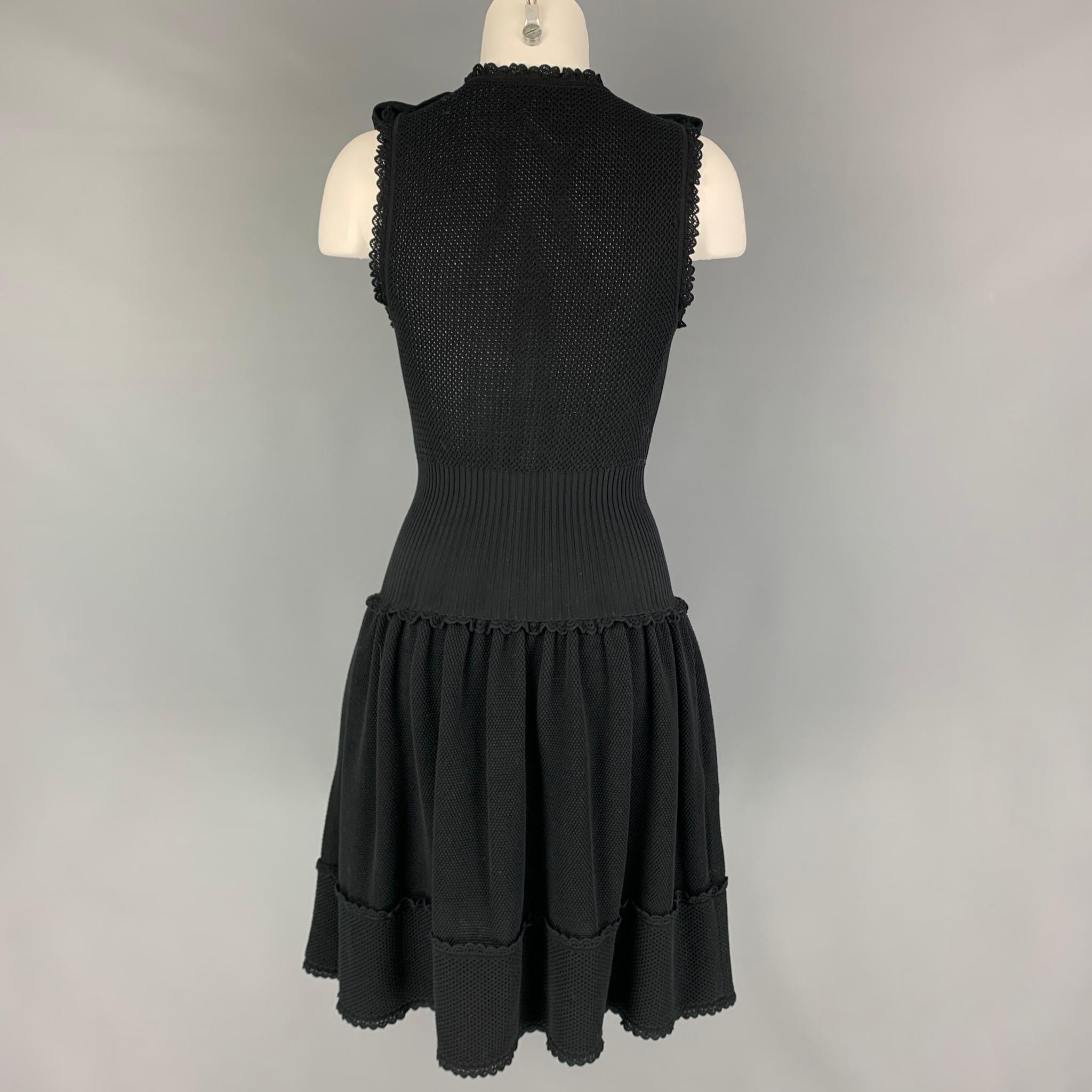 CHANEL Size 2 Black Knitted Cotton Textured Sleeveless Dress 2