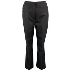 Vintage CHANEL Size 2 Black Wool Zip Fly Zip Pocket Silver Logo Dress Pants