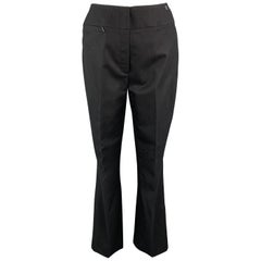 CHANEL Size 2 Black Wool Zip Fly Zip Pocket Silver Logo Dress Pants