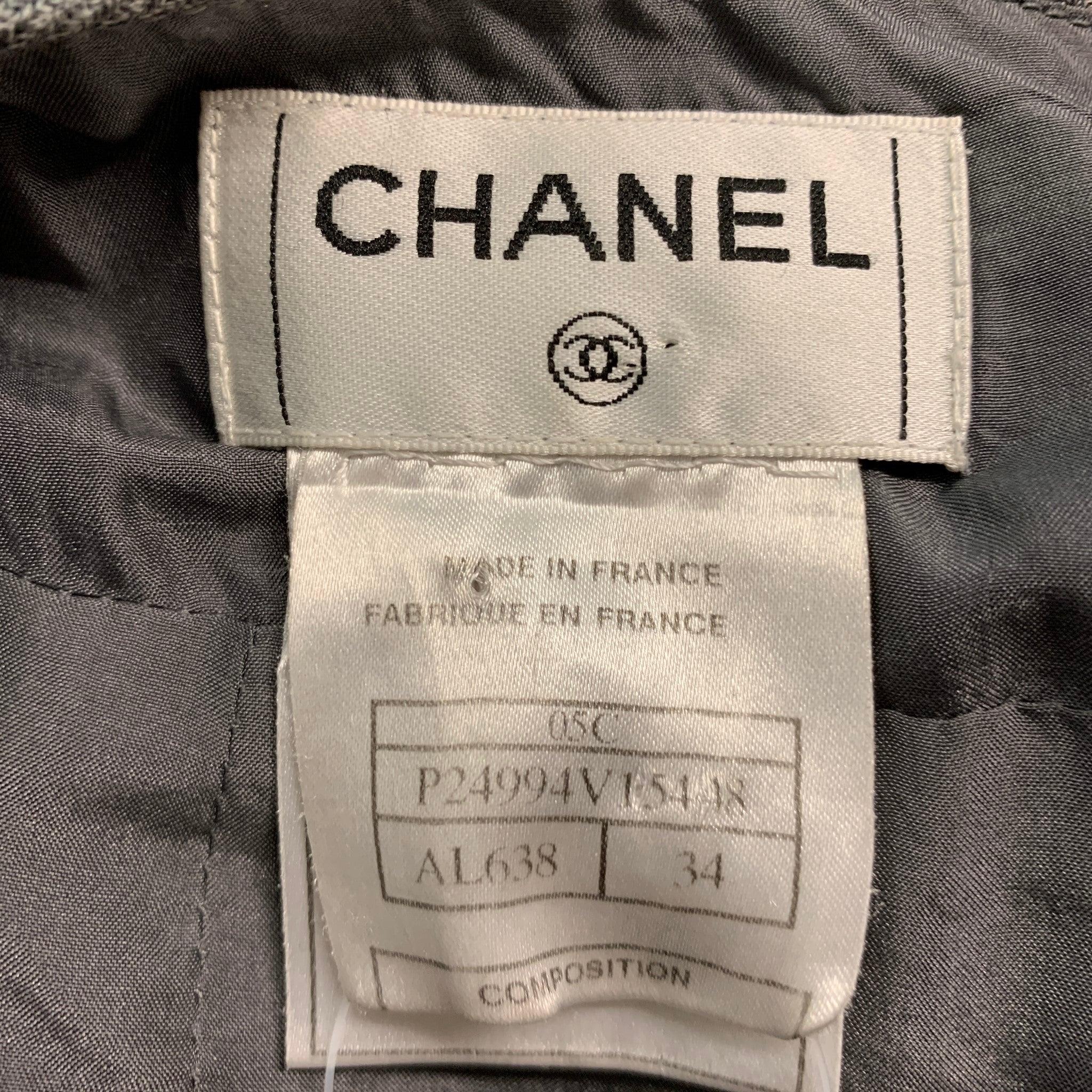 Women's CHANEL Size 2 Grey Linen Cashmere A-Line Skirt For Sale