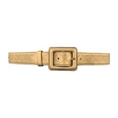 CHANEL Size 30 Metallic Gold Quilted Leather 90's Belt