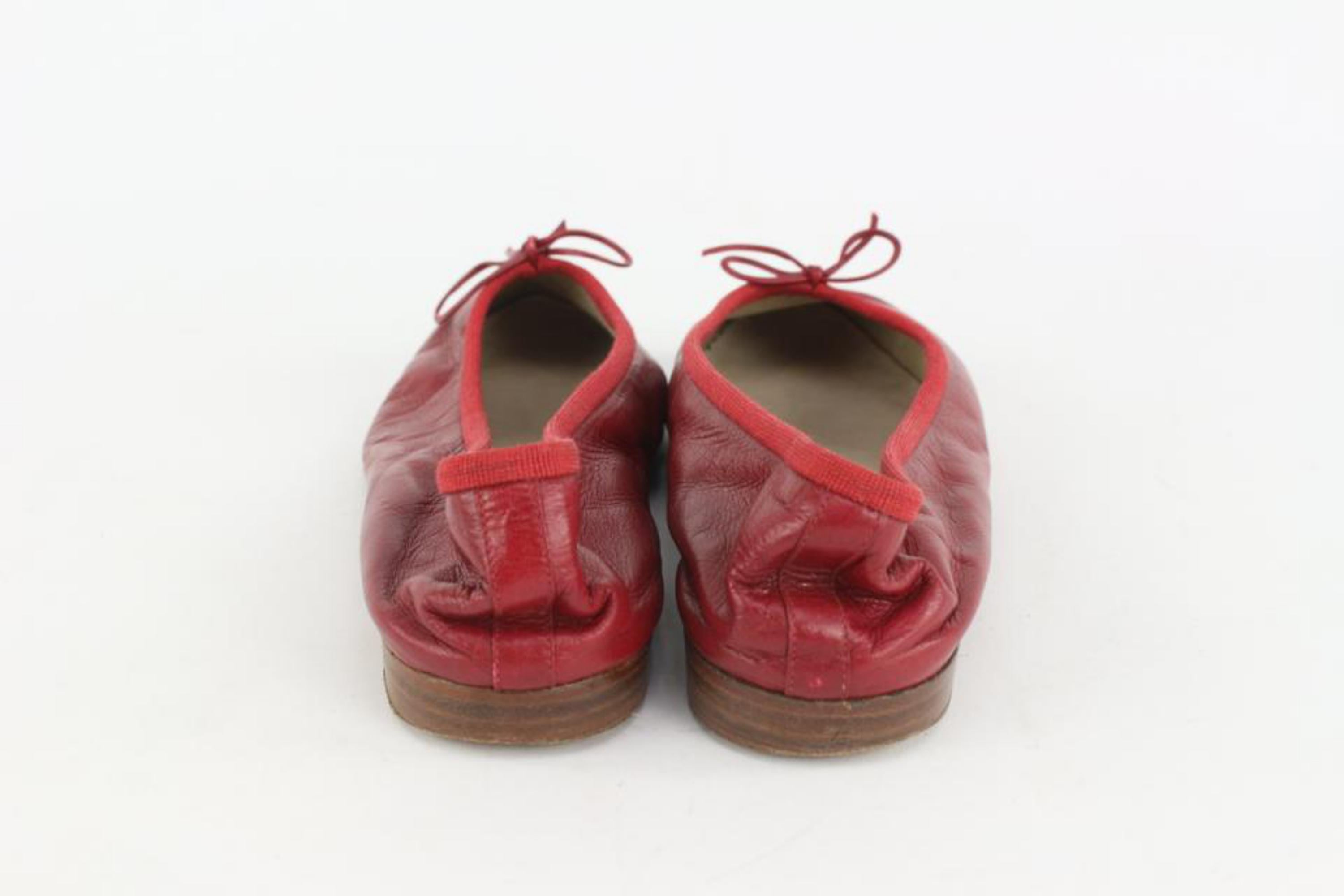 Chanel Size 37 Black x Red Cap Tote Ballerina Flats 2C1207 4