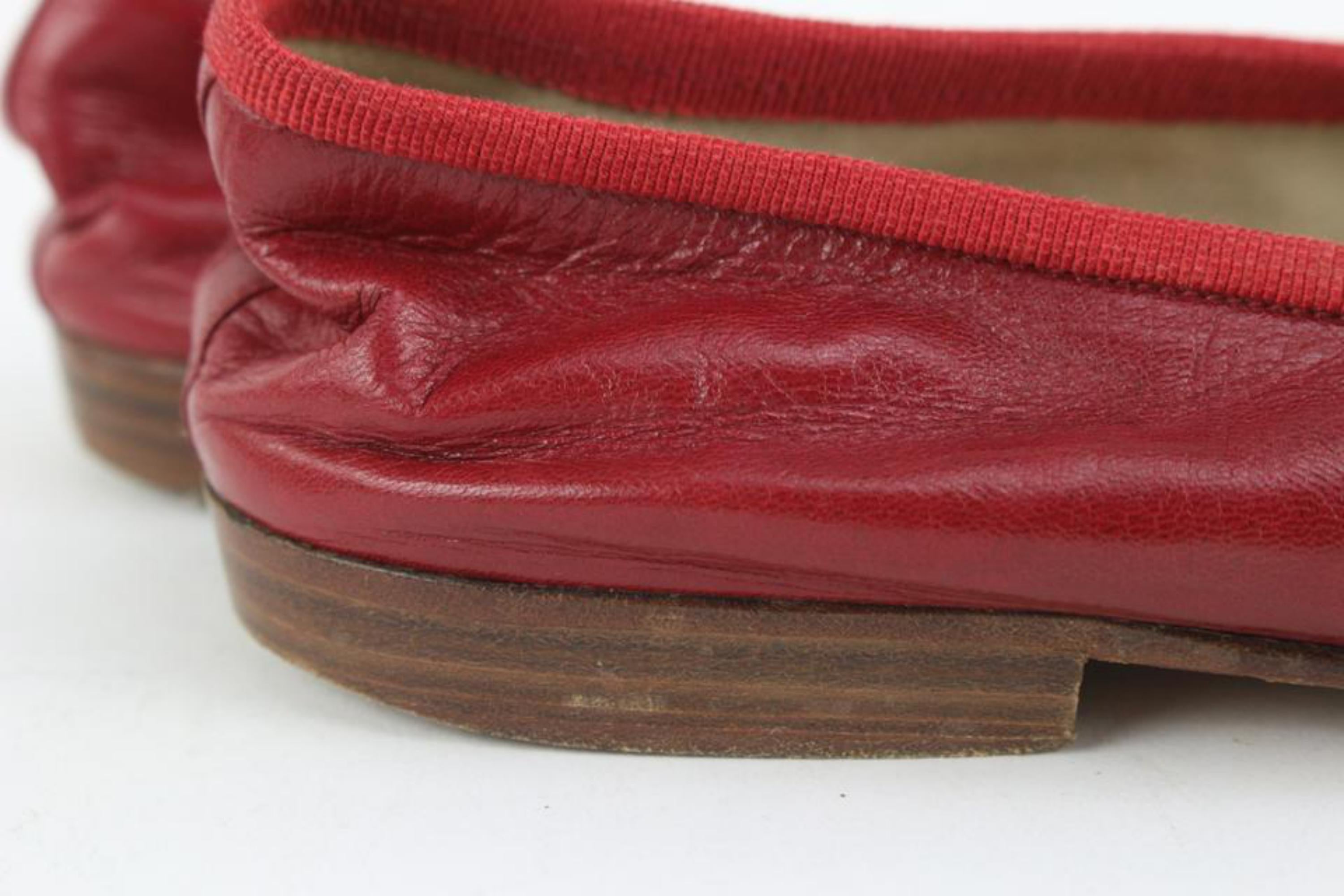 Chanel Size 37 Black x Red Cap Tote Ballerina Flats 2C1207 1