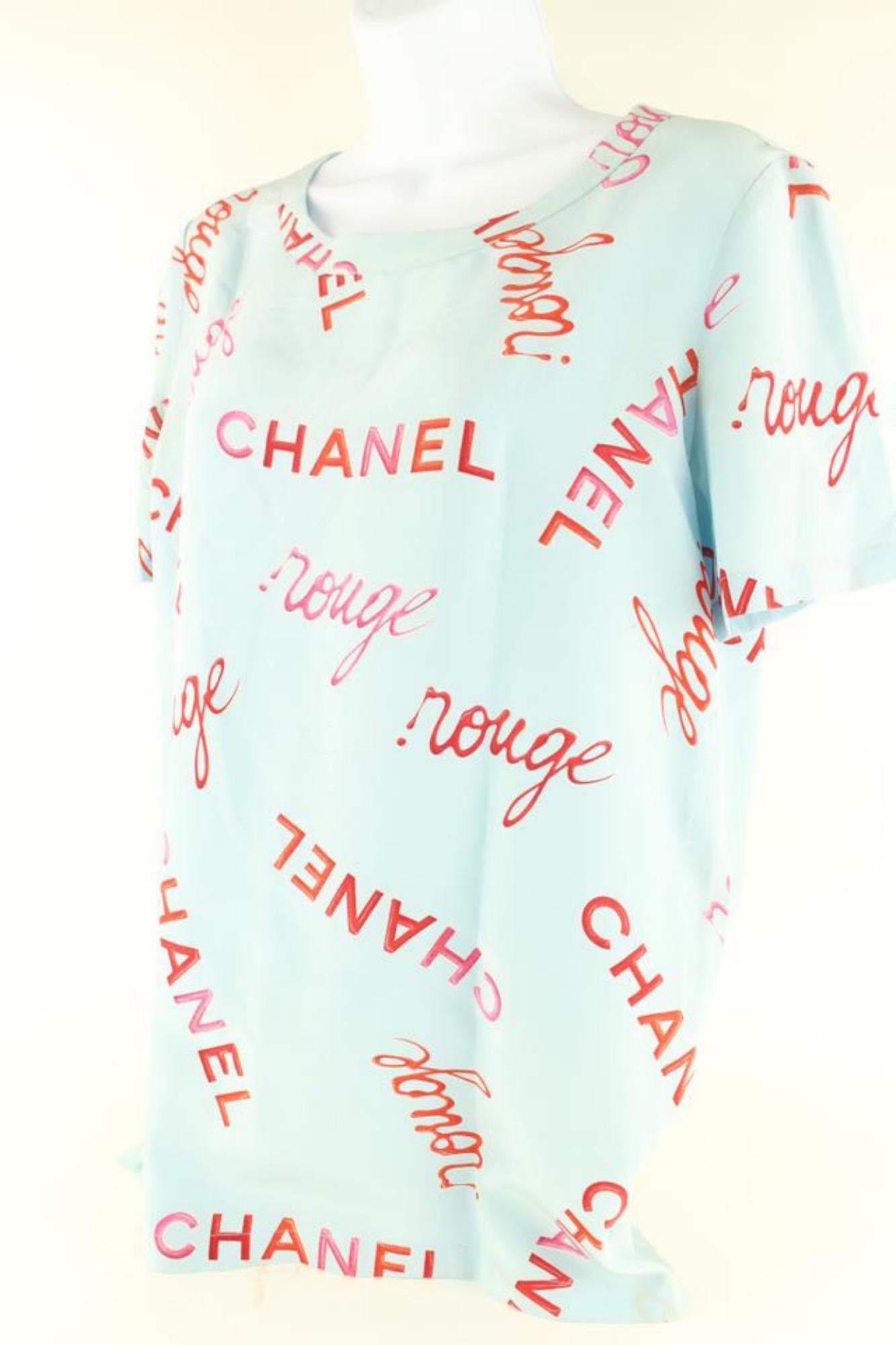 Chanel Größe 38 96P Rouge Coco All Over Blau Seide Top Bluse Shirt 69cc614s im Angebot 5