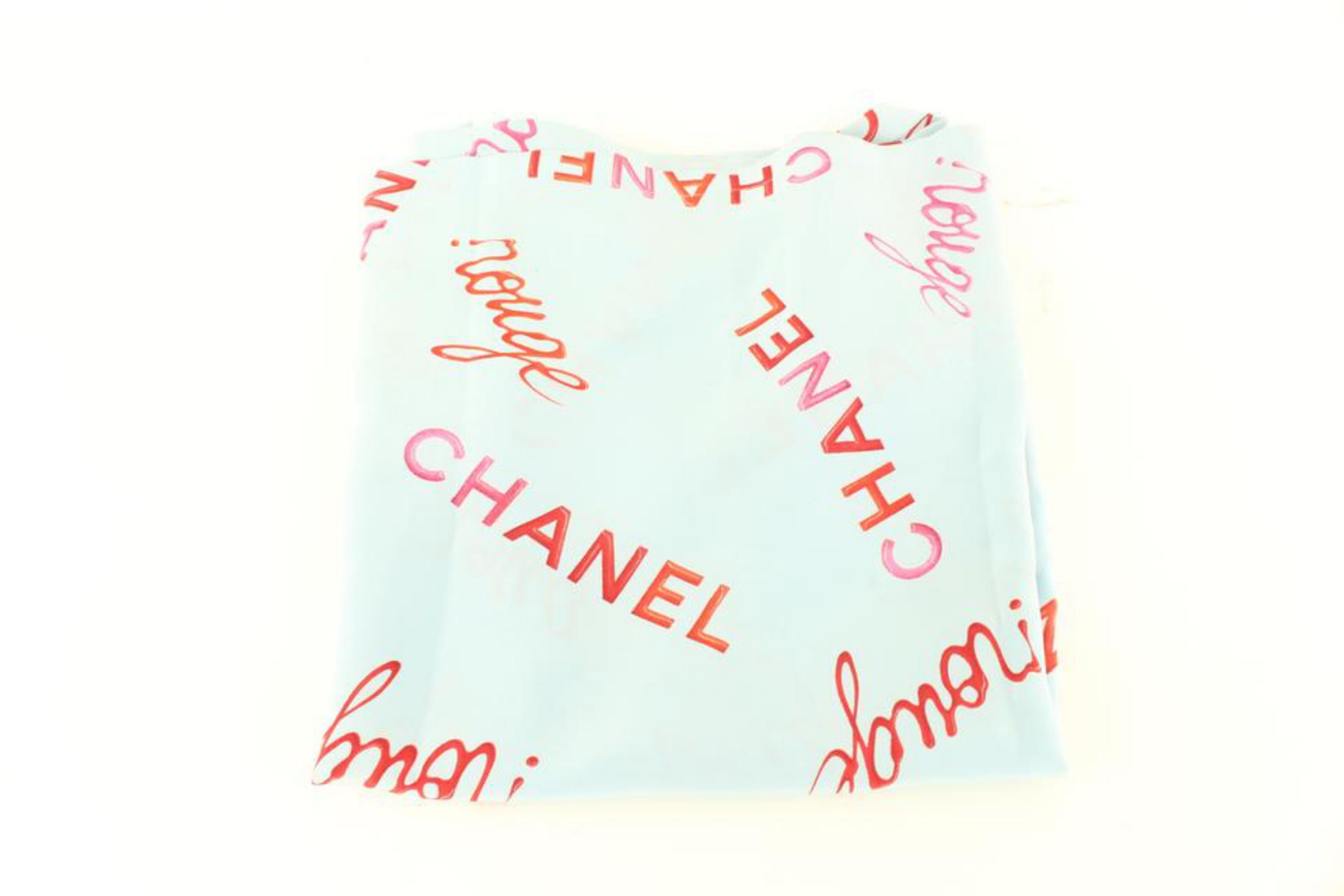 Chanel Größe 38 96P Rouge Coco All Over Blau Seide Top Bluse Shirt 69cc614s im Angebot 1
