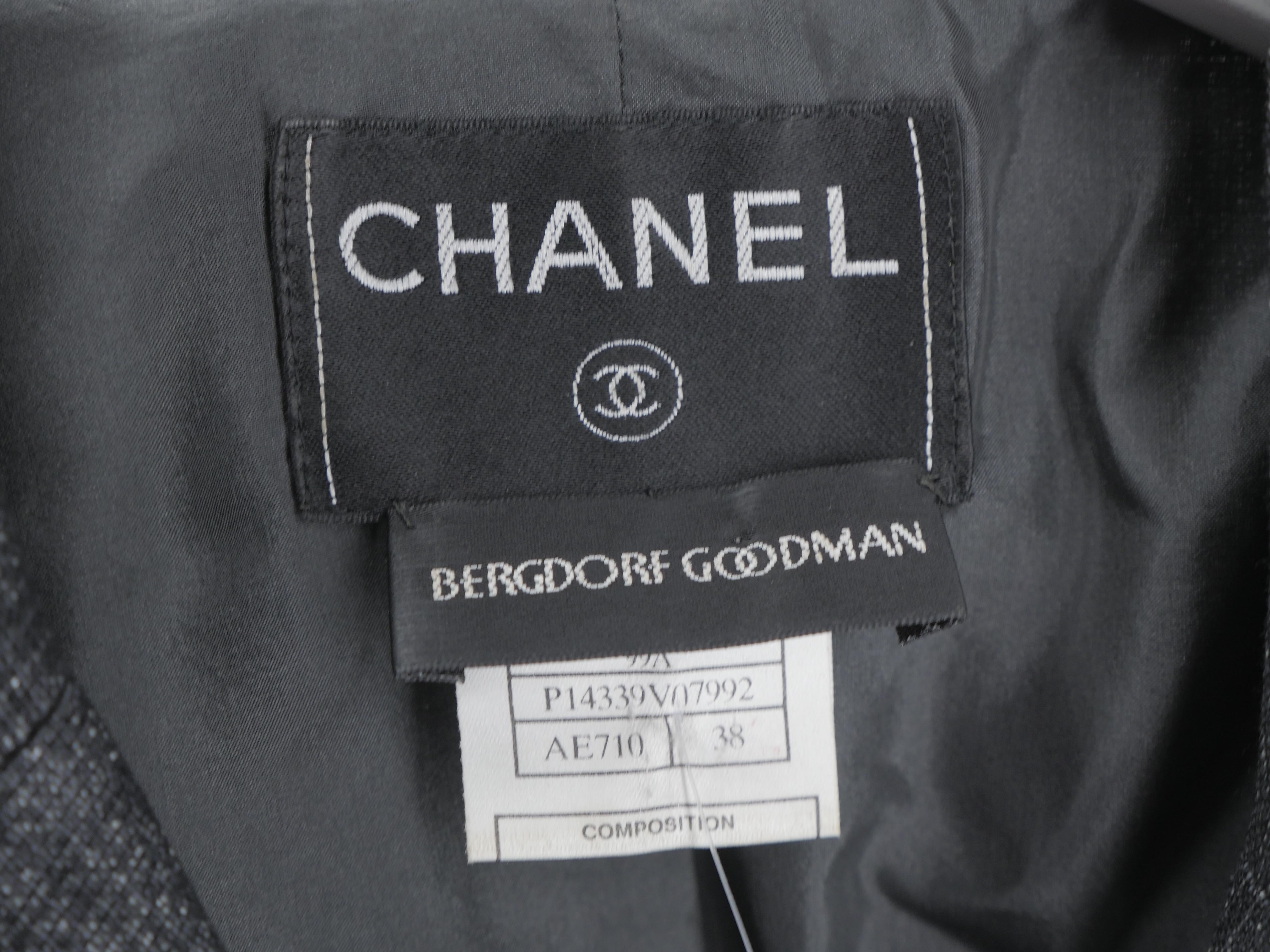 Chanel Size 38 99A Black Metallic Skirt Suit 8
