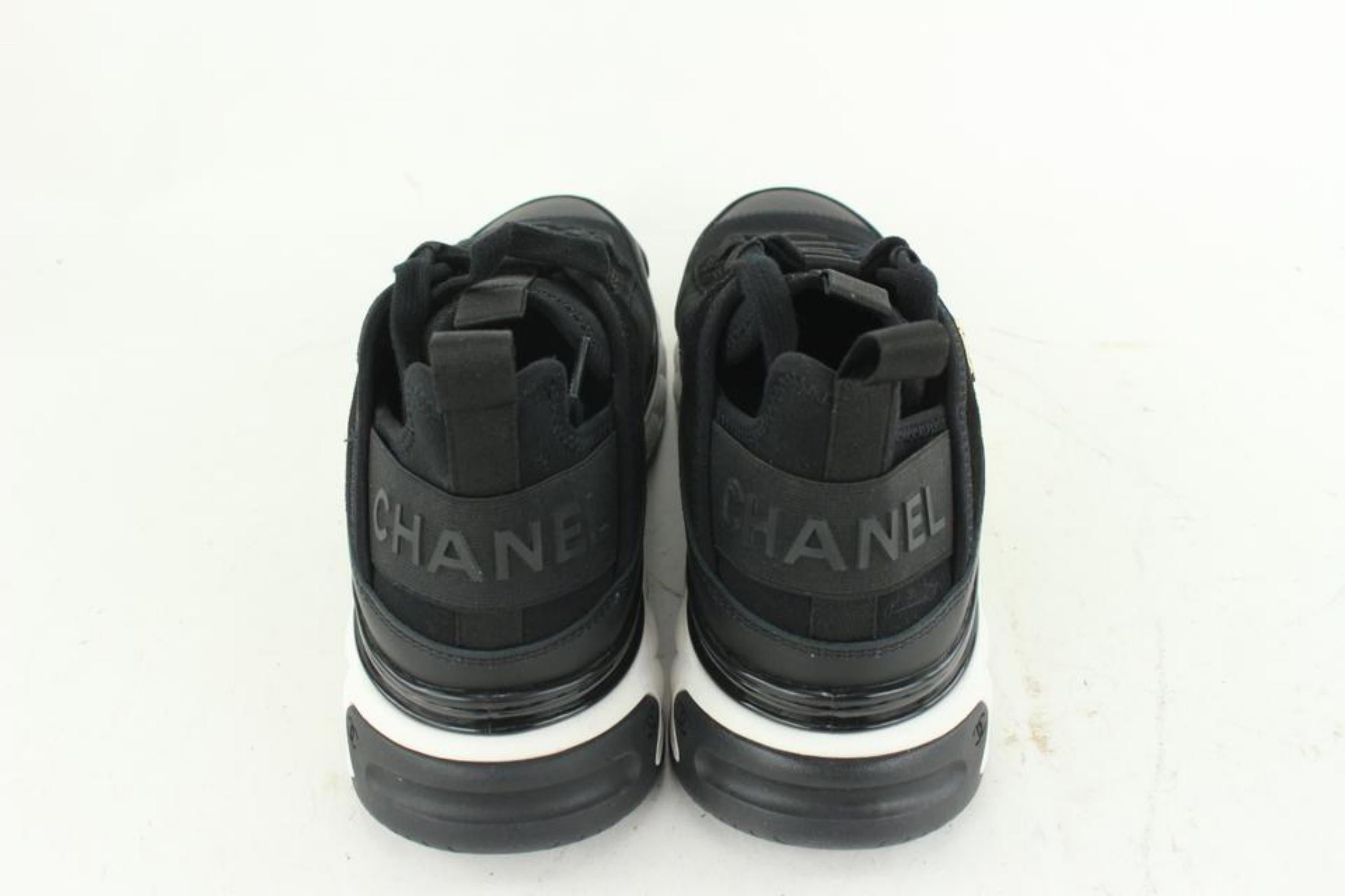 Chanel Size 39.5 Bubble Quilted Black CC Trainer Sneaker G35617 9CC4 2