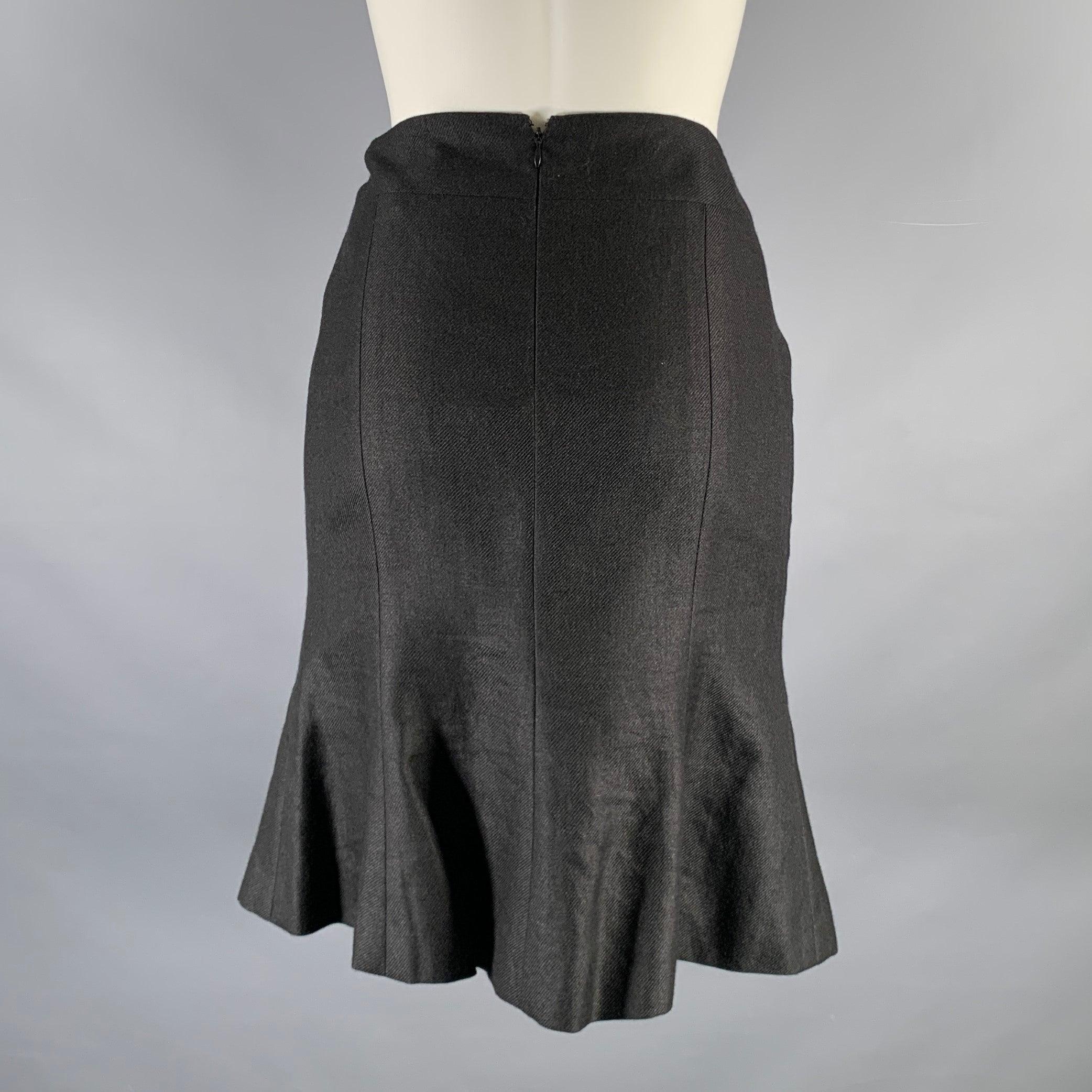 Women's CHANEL Size 4 Black Linen Trumpet Below Knee Skirt For Sale
