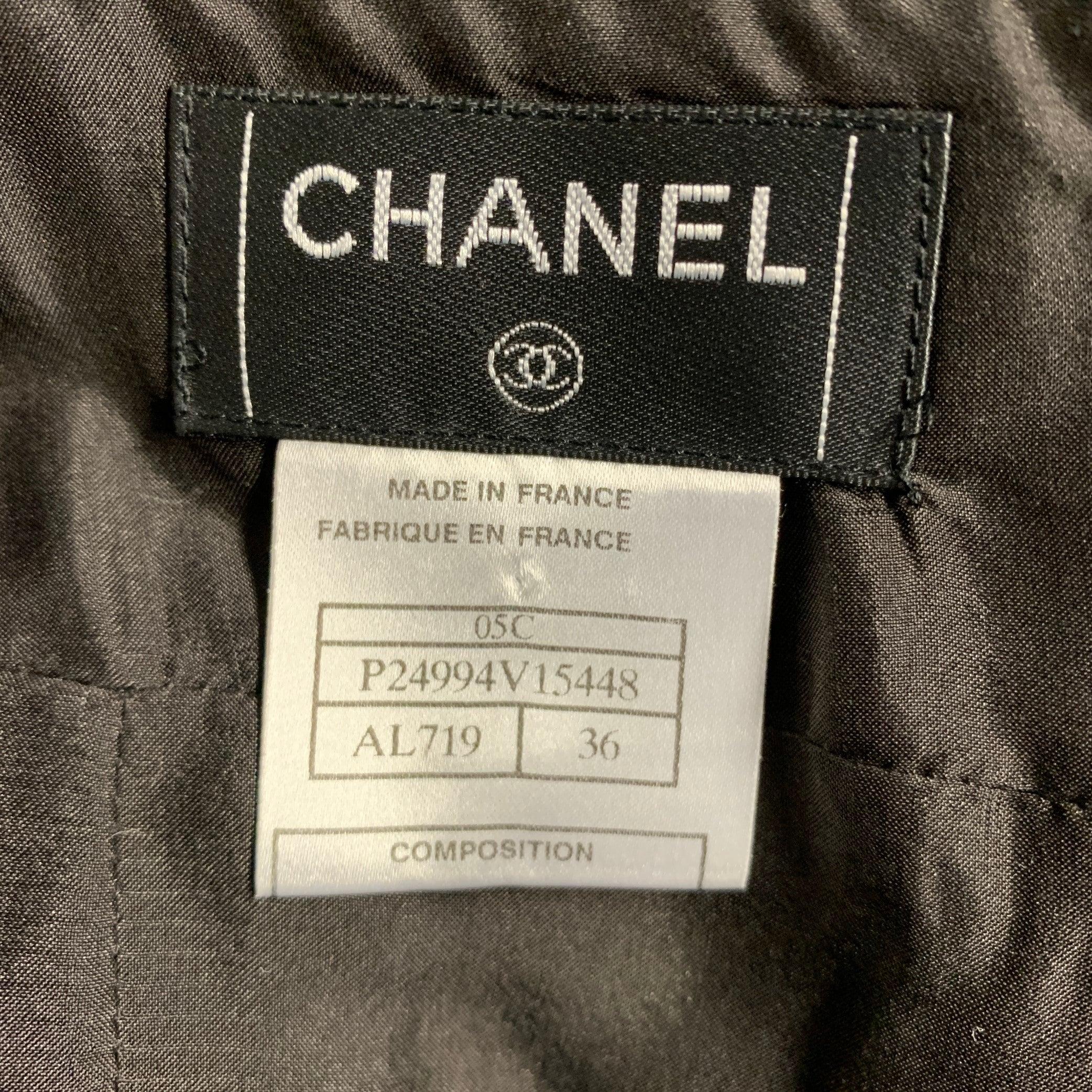 CHANEL Size 4 Black Linen Trumpet Below Knee Skirt For Sale 1