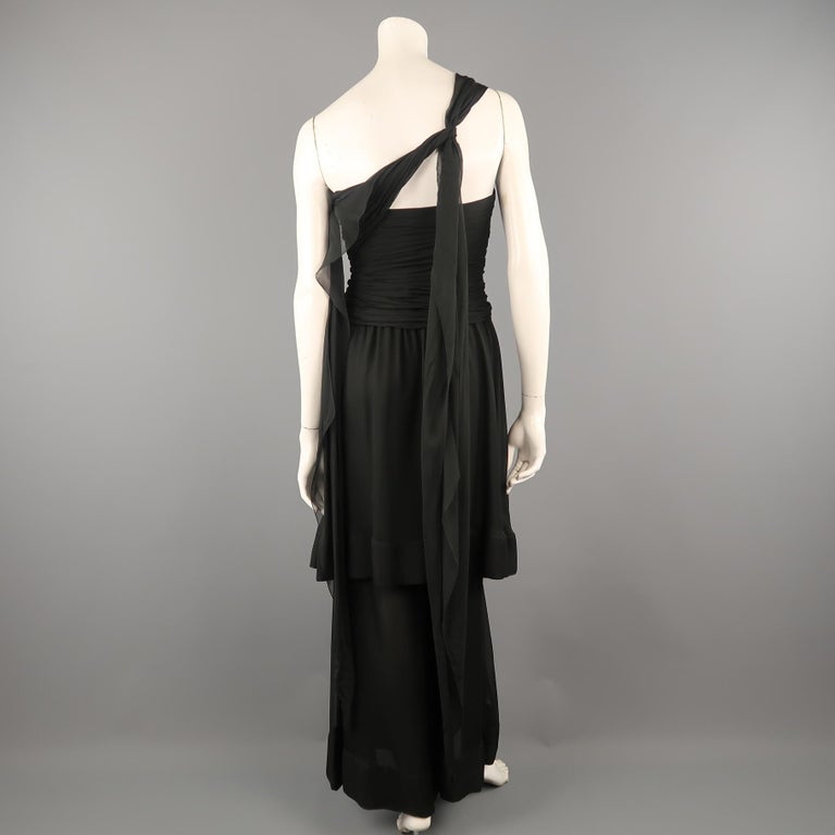CHANEL Size 4 Black Silk SS 2003 Bustier Wide Leg Skirt Jumpsuit For ...