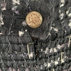 CHANEL Size 4 Black White Cotton Blend Chain Skirt