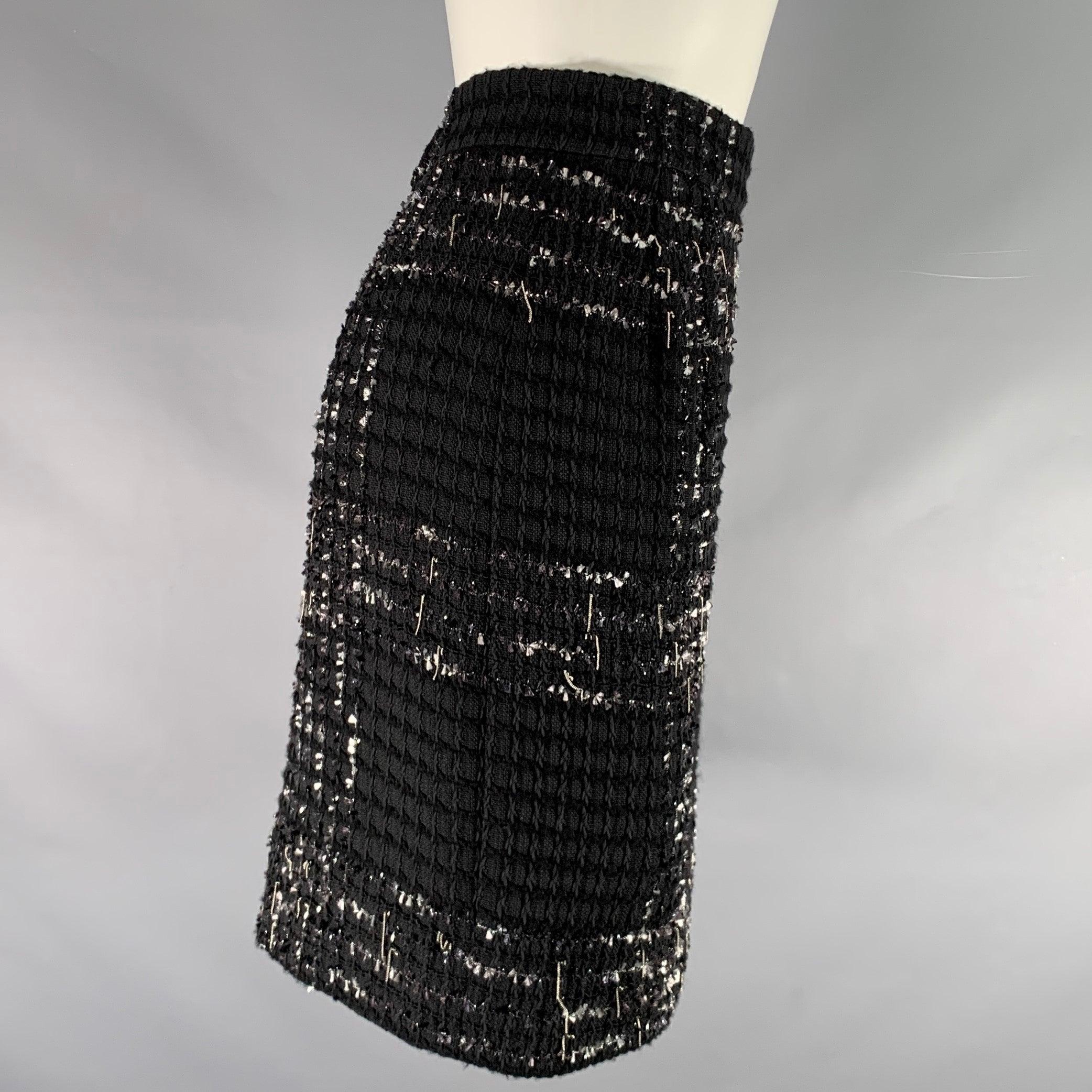 Noir CHANEL Taille 4 Jupe en chaîne en coton mélangé noir et blanc en vente