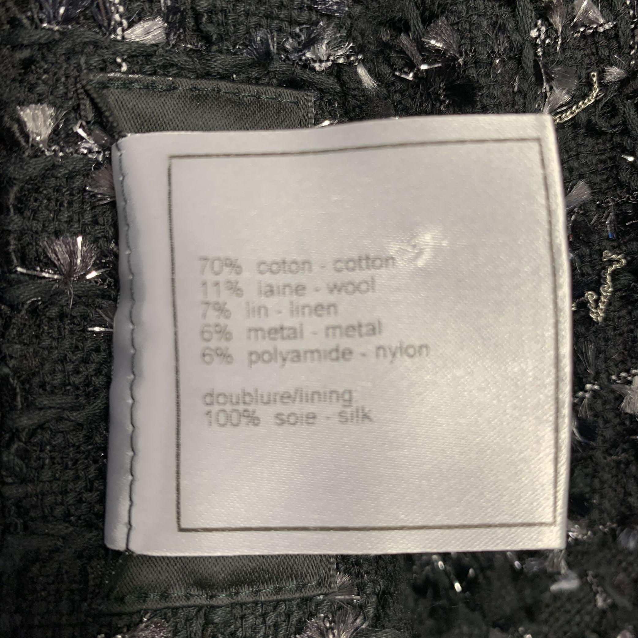 CHANEL Taille 4 Jupe en chaîne en coton mélangé noir et blanc en vente 3