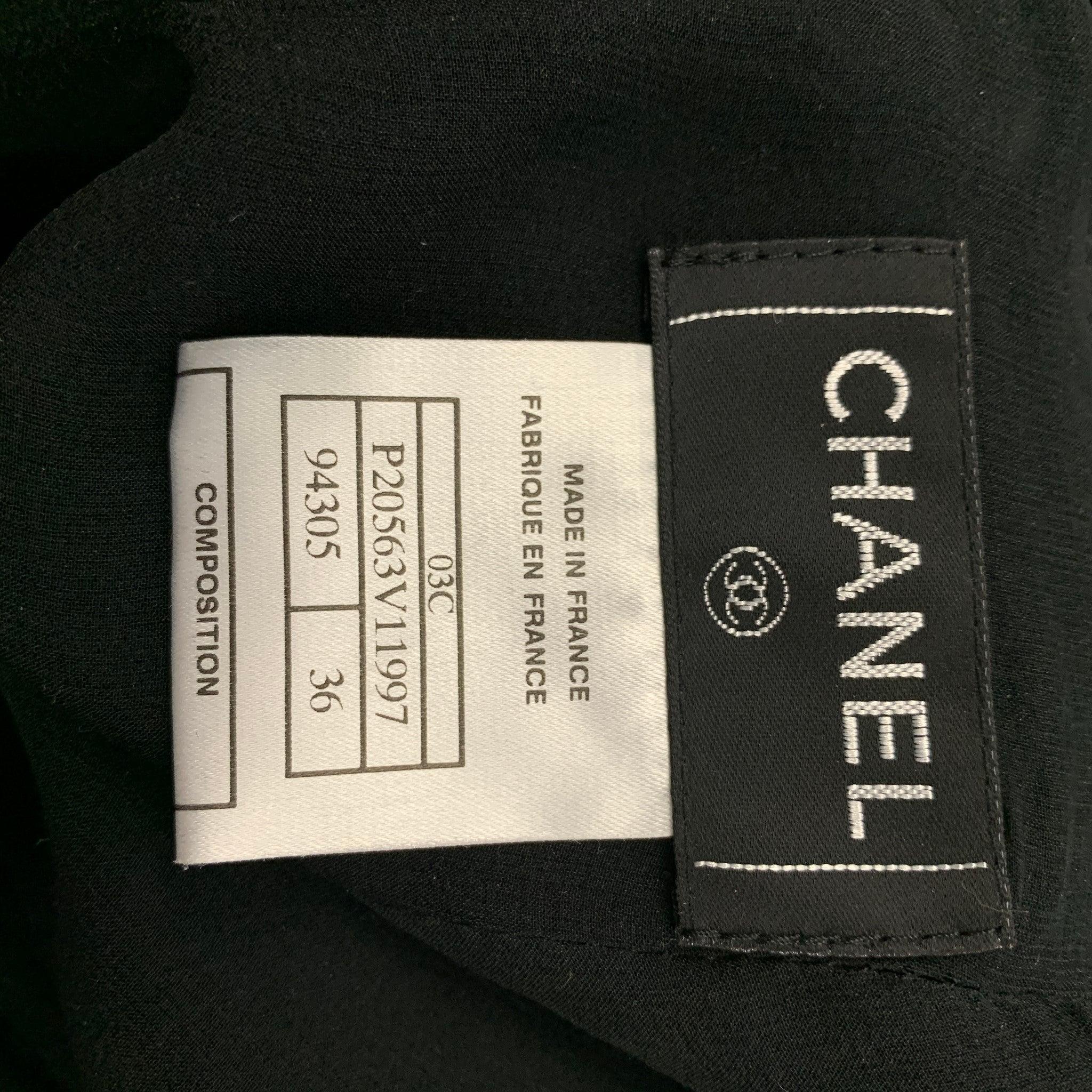 CHANEL Size 4 Black Wool Blend Textured Long Skirt For Sale 1