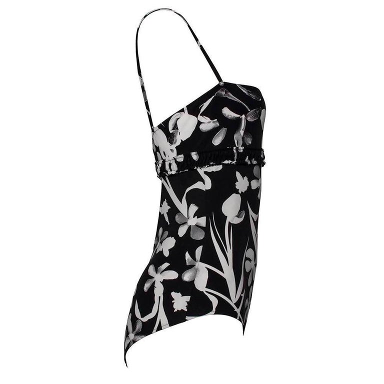Chanel Size 40 Black Floral Swimsuit For Sale at 1stDibs