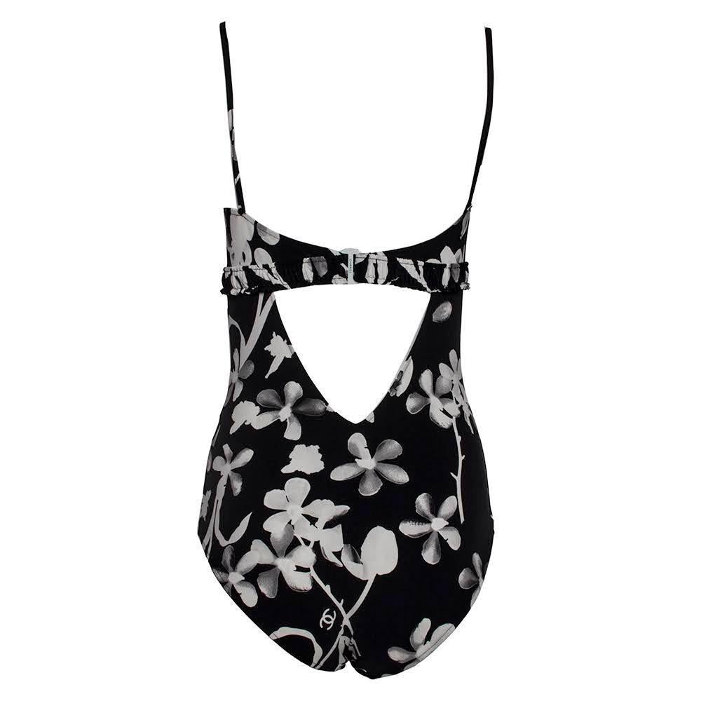 Donna Costume da bagno floreale nero Chanel taglia 40 in vendita