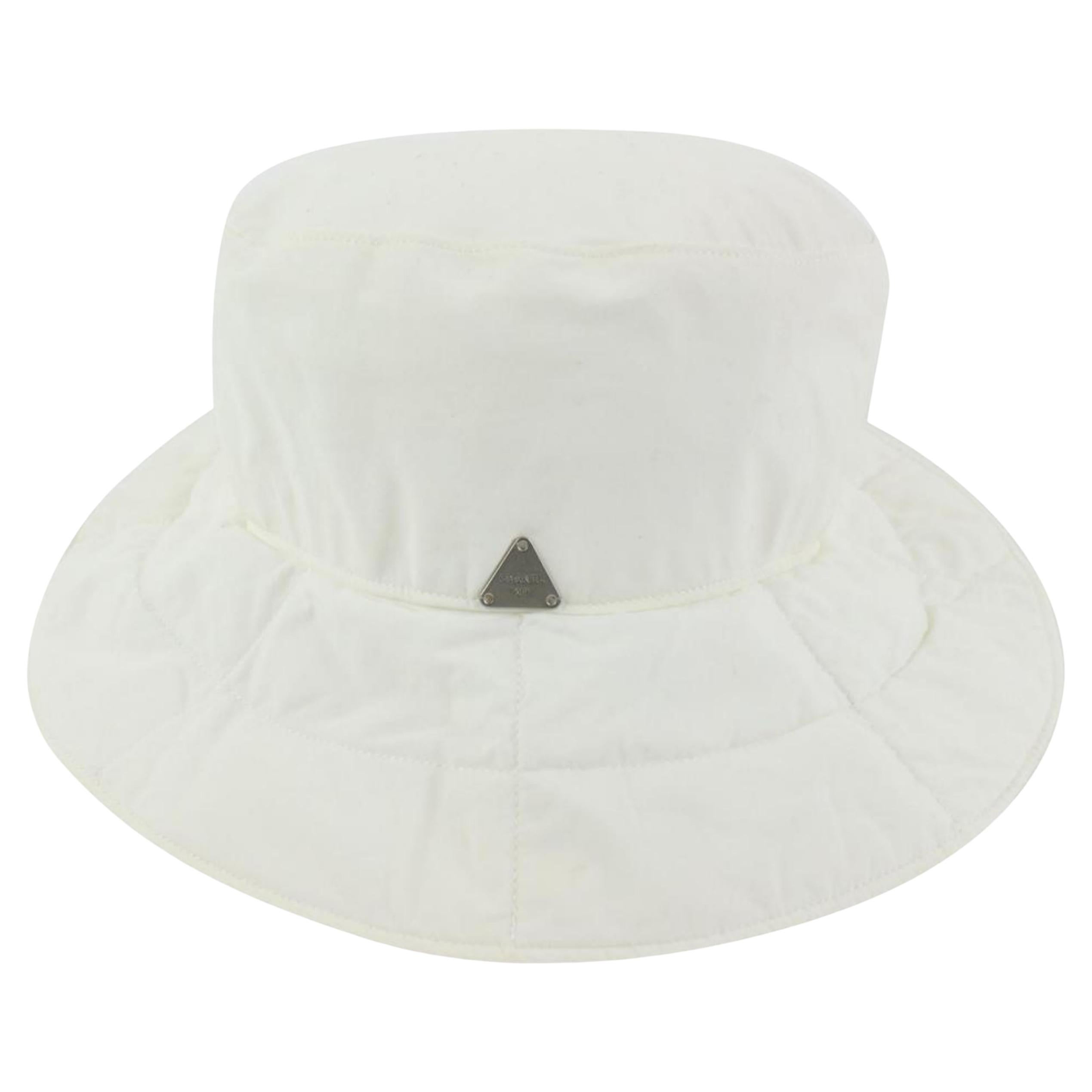 Chanel Size 57 White CC Bucket Hat Fisherman 29cz420s For Sale