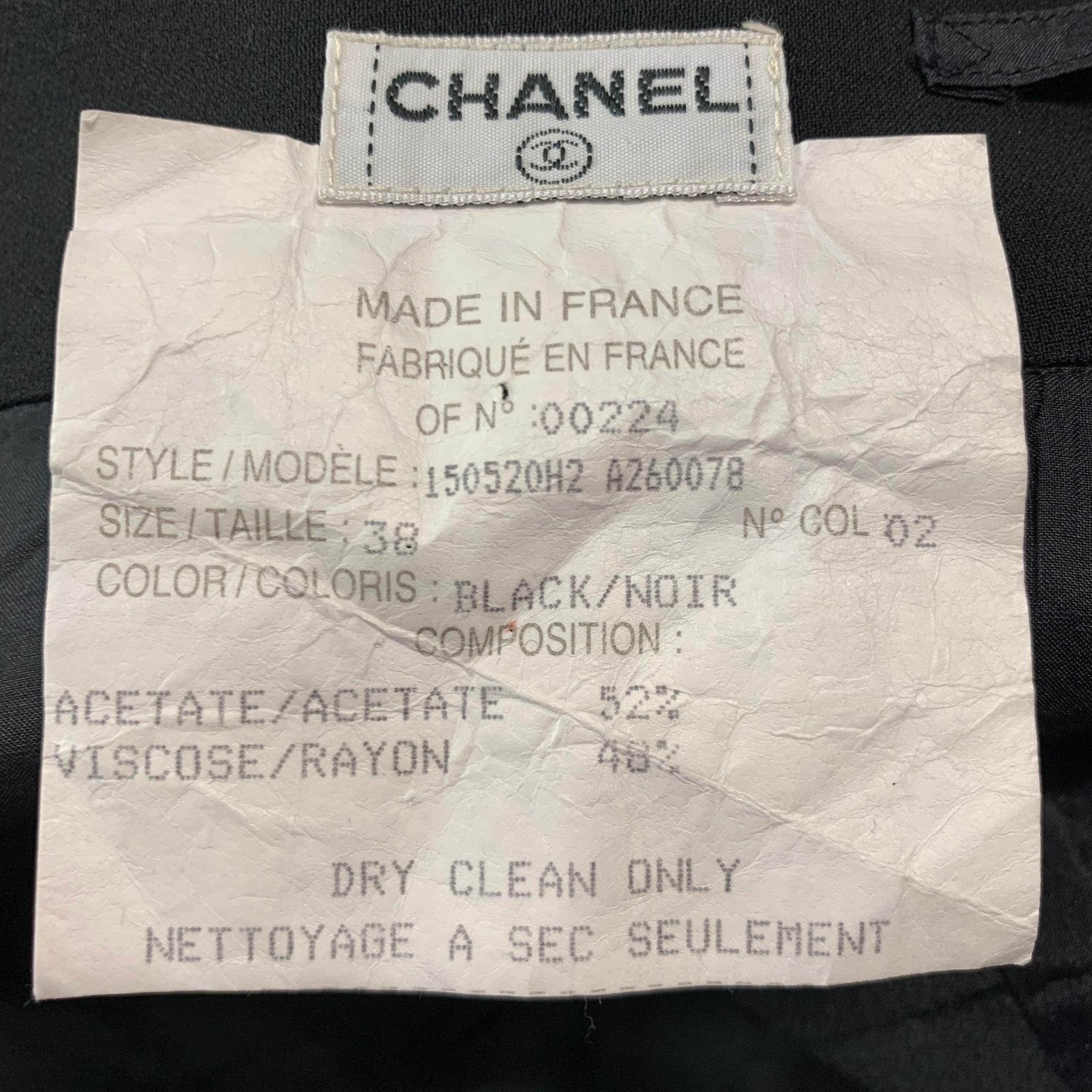 CHANEL Size 6 Black Acetate Rayon Pleated Below Knee Skirt For Sale 1