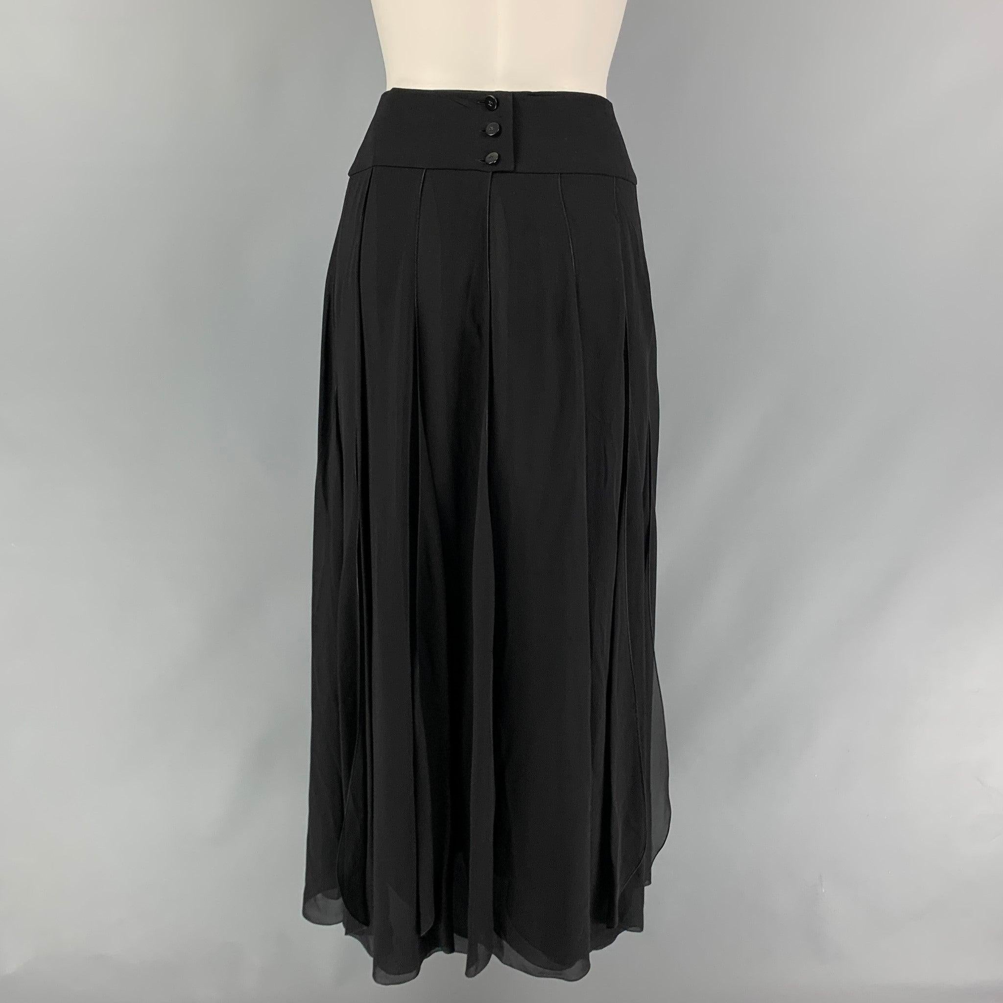 CHANEL Size 6 Black Silk Pleated Wide Leg Skirt In Good Condition For Sale In San Francisco, CA