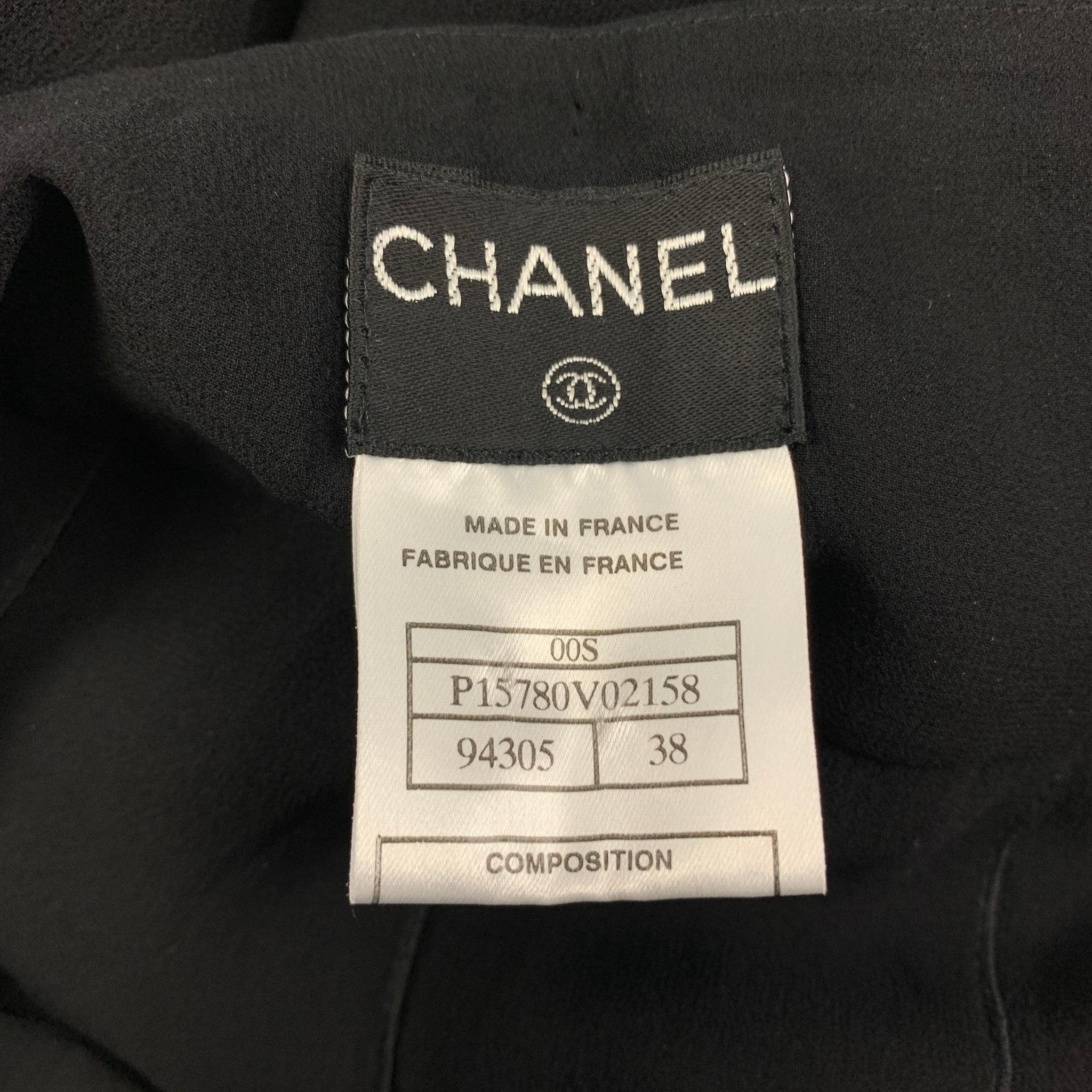 CHANEL Size 6 Black Silk Pleated Wide Leg Skirt For Sale 2