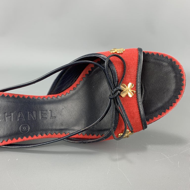 chanel red mules